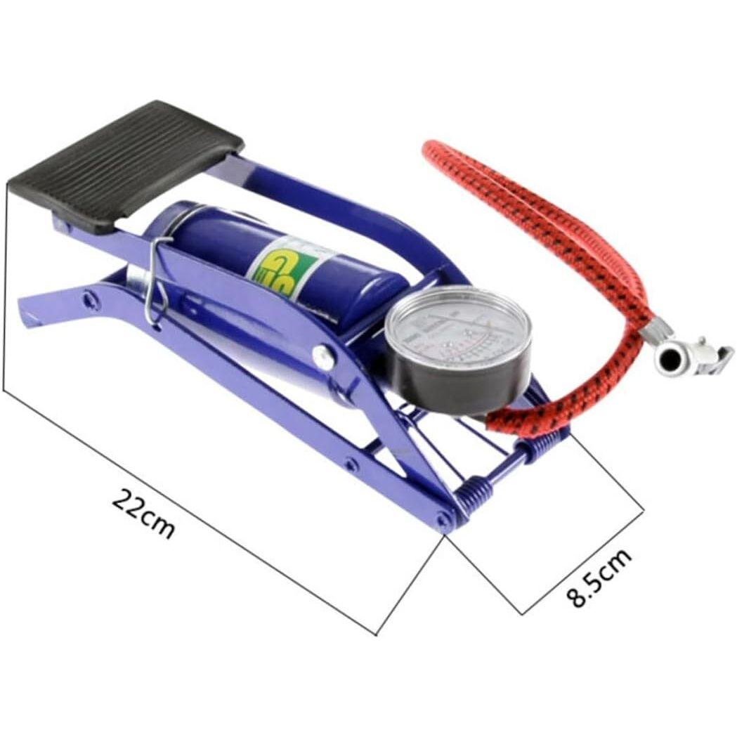Foot Air Pump High Pressure Gauge Tyre Tire Inflator Air Bed Bike Ball