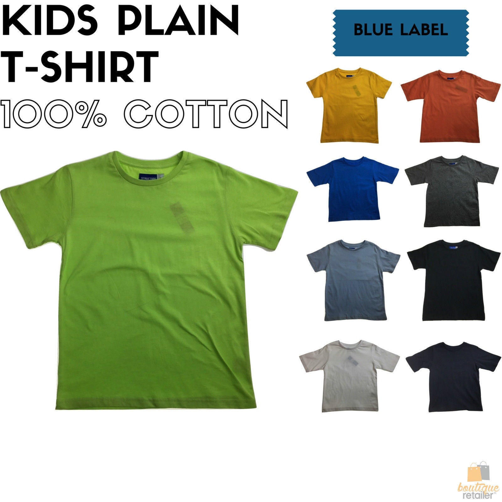 KIDS PLAIN T SHIRT Childrens Child 100% COTTON Boys Girls Basic Blank Tee Top - Red - 6