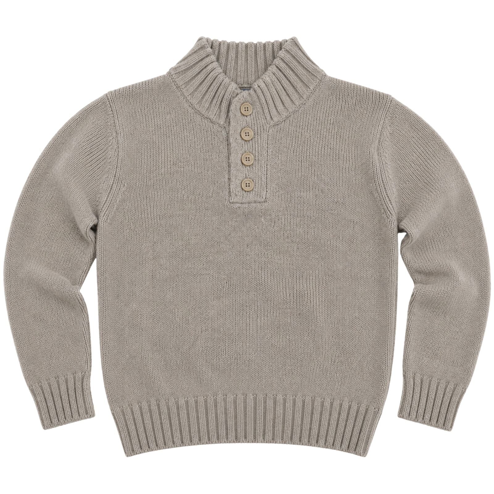 Mens Knit Pullover Jumper Stretch Winter Sweater - 4 Button Ivory 01 (KW16)