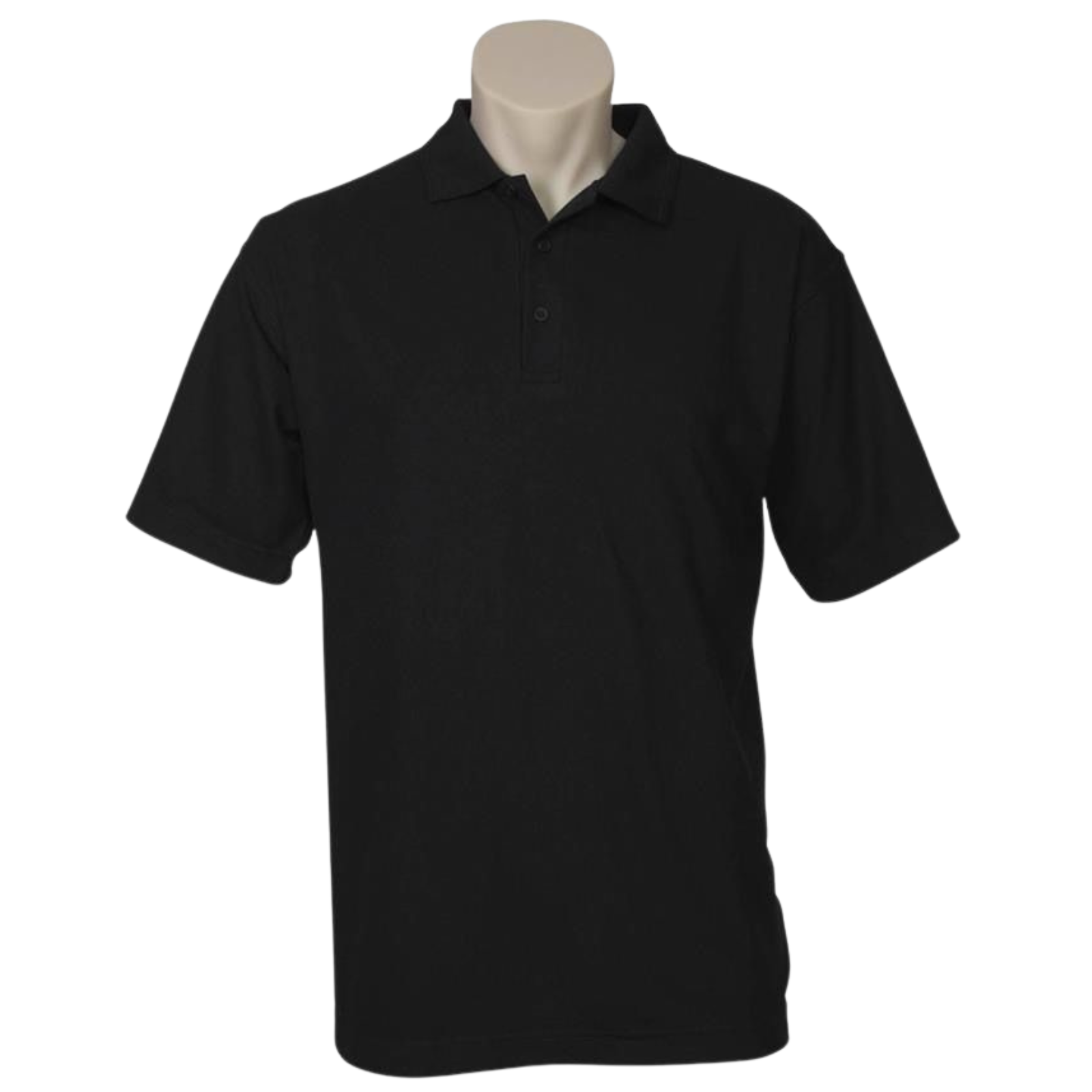 Mens Polo Top Shirt Plain Casual Short Sleeve Pique Knit Basic UPF Rated T-Shirt - Black - S