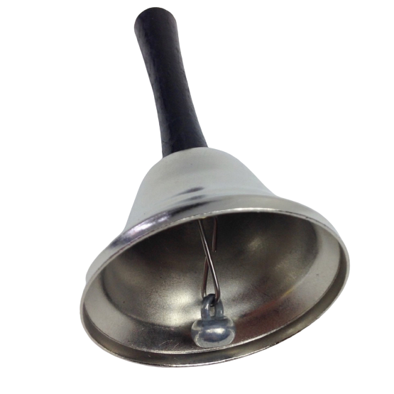 SANTA BELL Jingle Claus Wooden Handle Bells Rattles Christmas Xmas - Silver