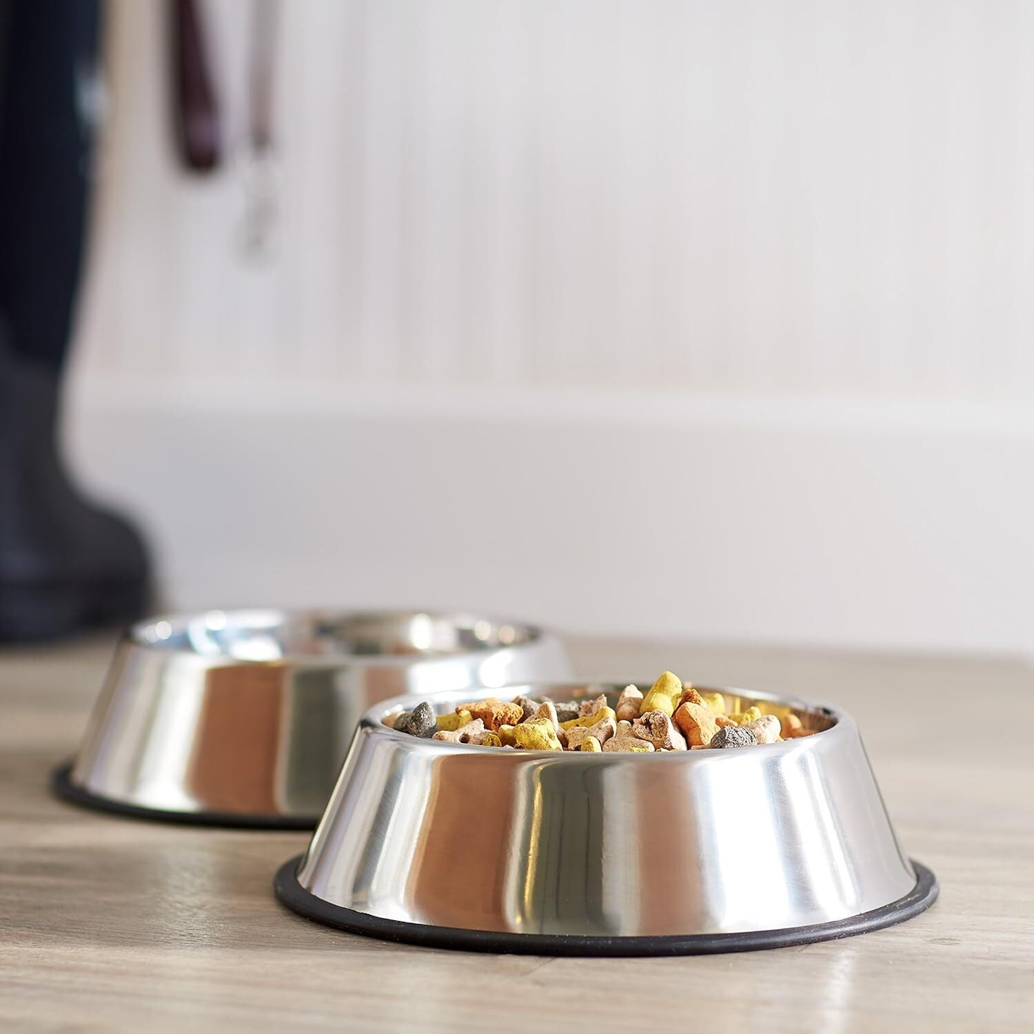 Non Slip Stainless Steel Dog Bowl Pet Cat Water Food Feeder Portable Puppy Dish - Medium (300ml)