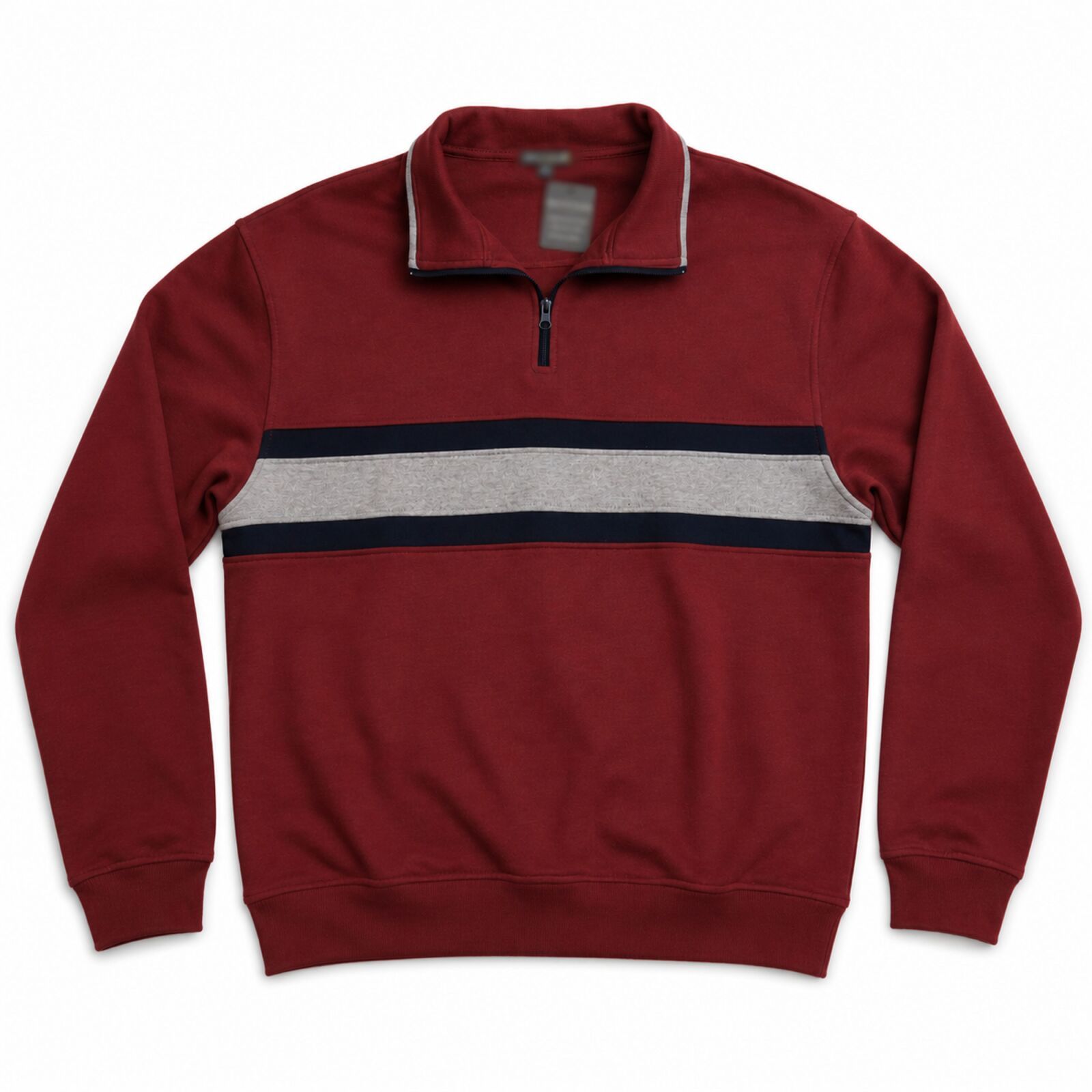 Mens Half Zip Fleece Jumper Pullover Cotton Polyester Blend Warm Sweater - Red