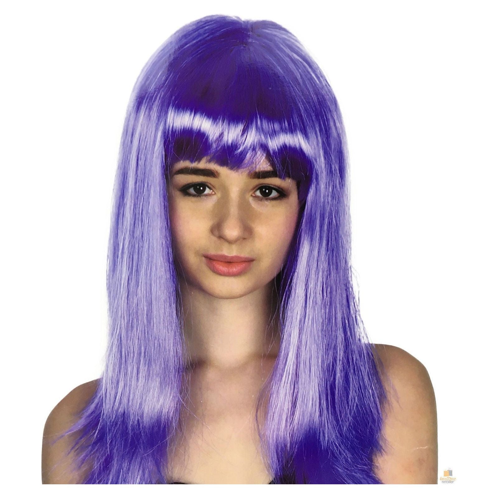 LONG WIG Straight Party Hair Costume Fringe Cosplay Fancy Dress 70cm Womens - Purple (22456)