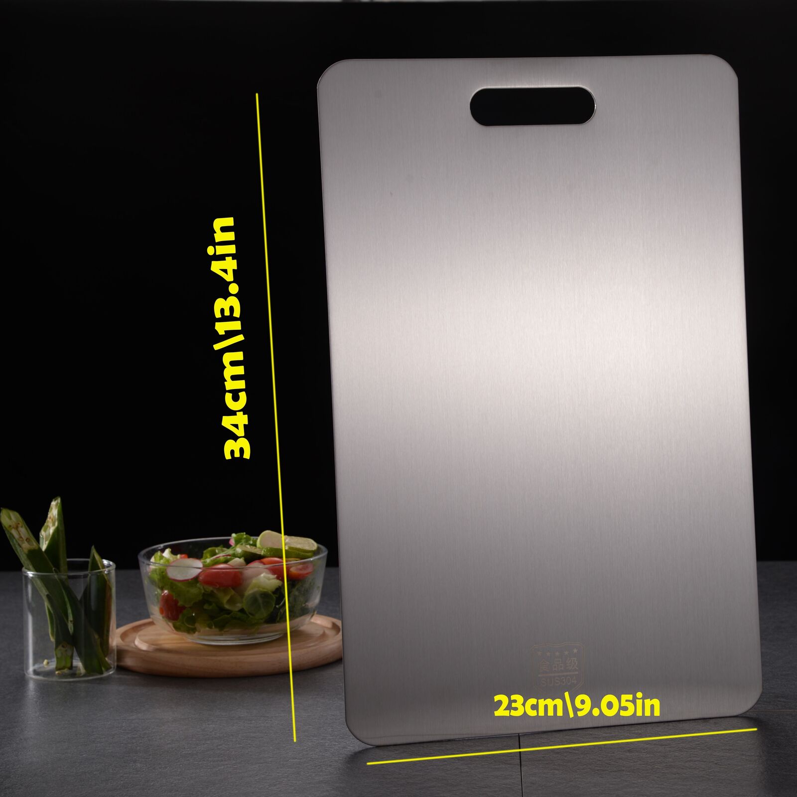 Stainless Titanium Steel Anti-Bacterial Mildew-Proof Cutting Chopping Board 23 x 34cm