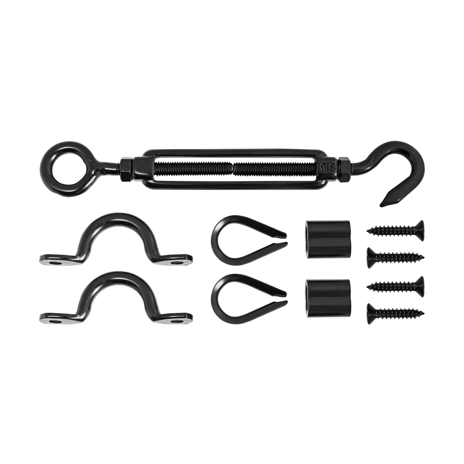 Pinnacle Hardware 316 Stainless Steel Marine Grade Hook/Eye Turnbuckle Black Balustrading Kit