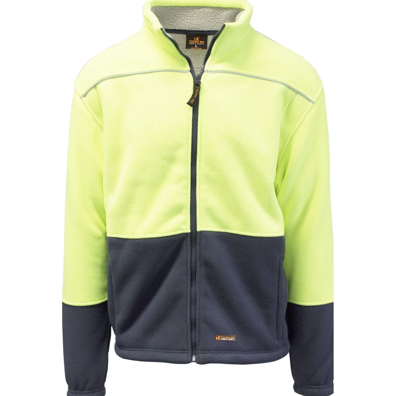 HI VIS Polar Fleece Sherpa Jacket Full Zip Thick Lined Winter Safety Jumper - Yellow - S