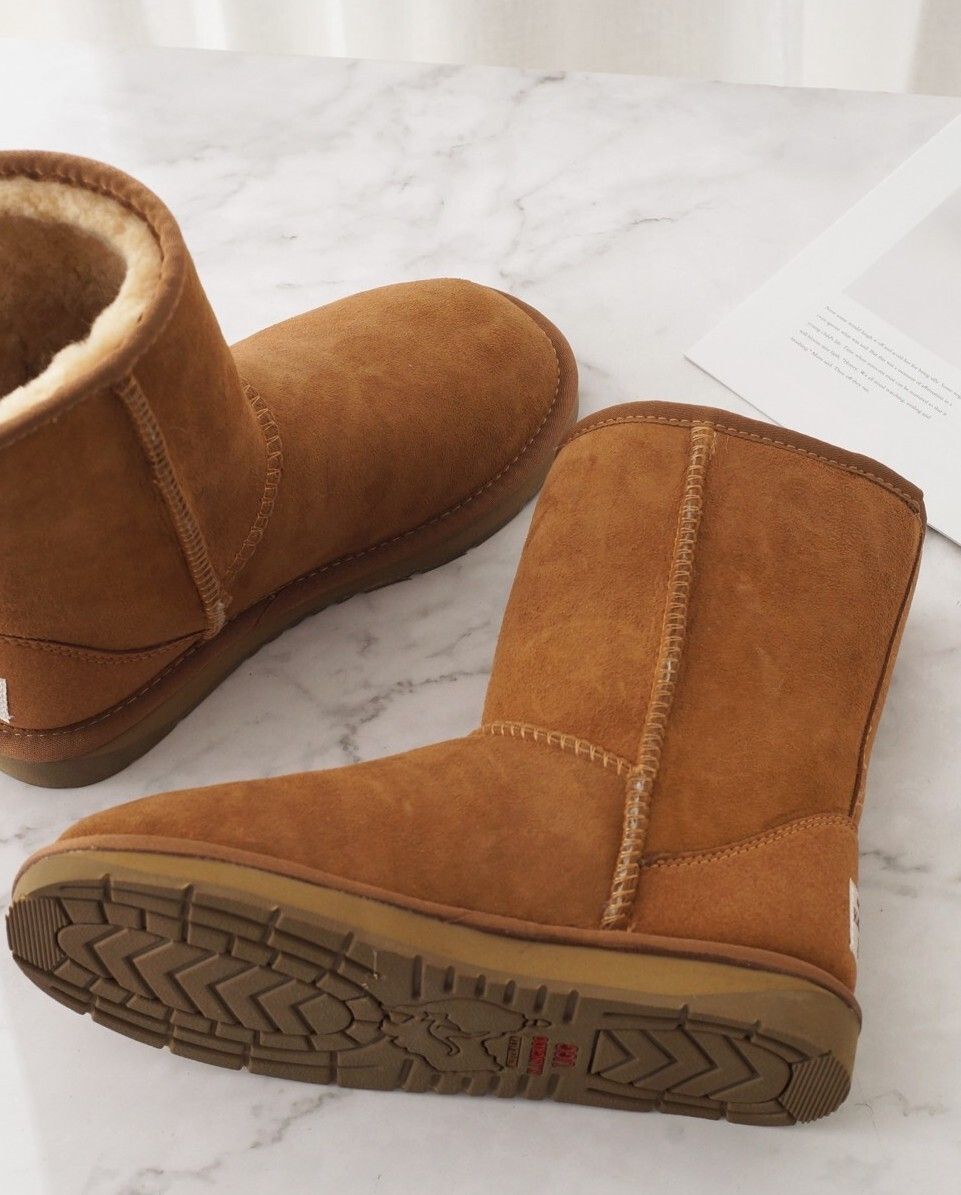 Australian Sheepskin Merino Wool UGG 3/4 Boots Moccasins Slippers Shoes Classic - Chestnut