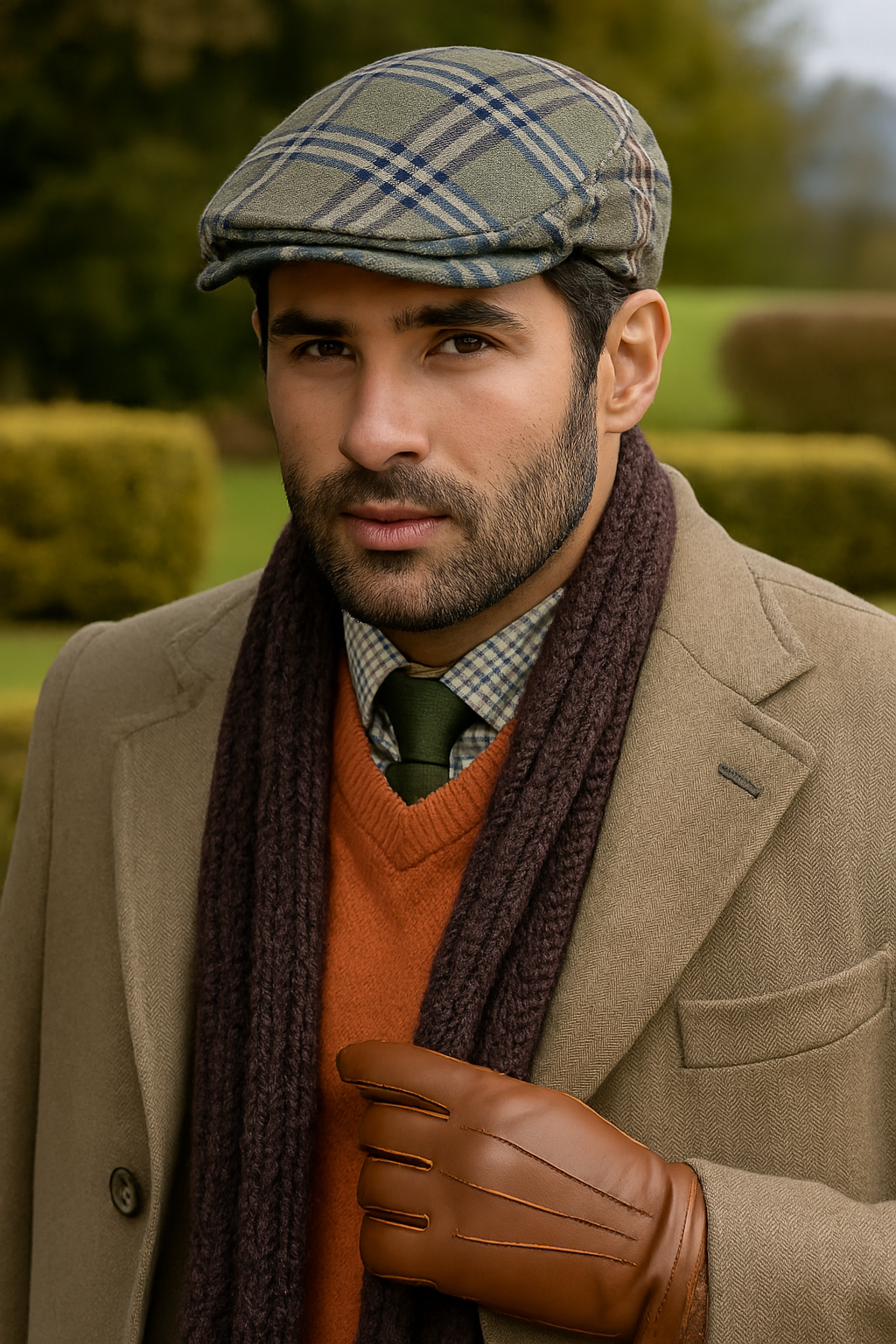 DENTS Quilted Flat Ivy Cap Hat Driving Newsboy Elastic Back Cabbie - Grey Check - 55cm