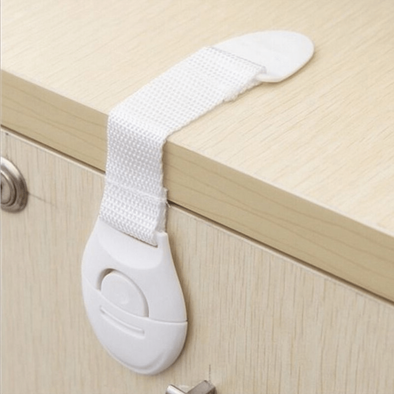10x Kids Child-Safe Cabinet/Drawer Latch Locks No-Drill Baby Adhesive Straps in White