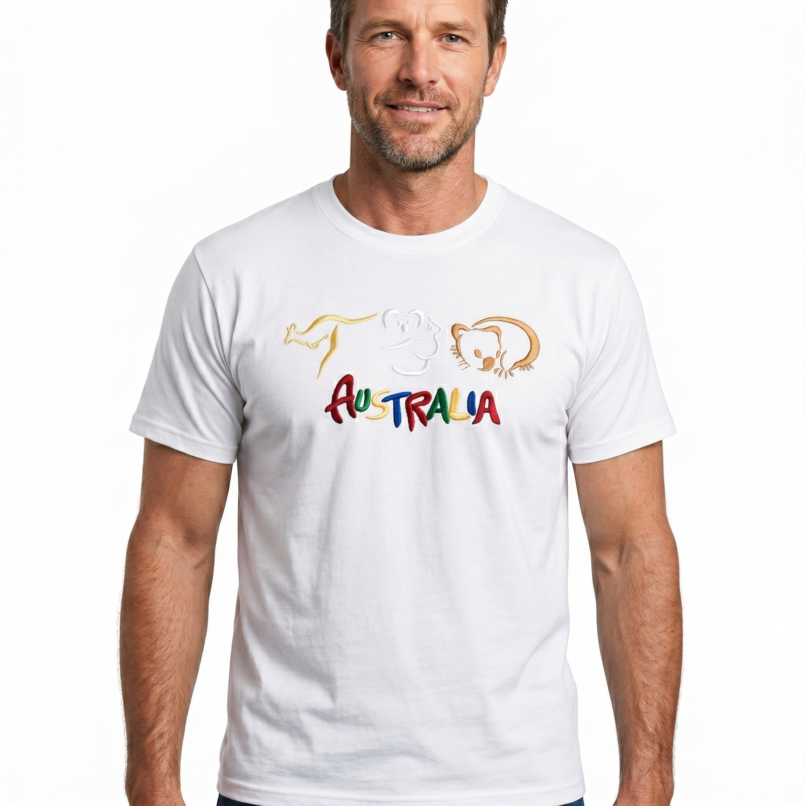 Adult Australia T Shirt Kangaroo Koala 100% Cotton Souvenir Tee Top - White