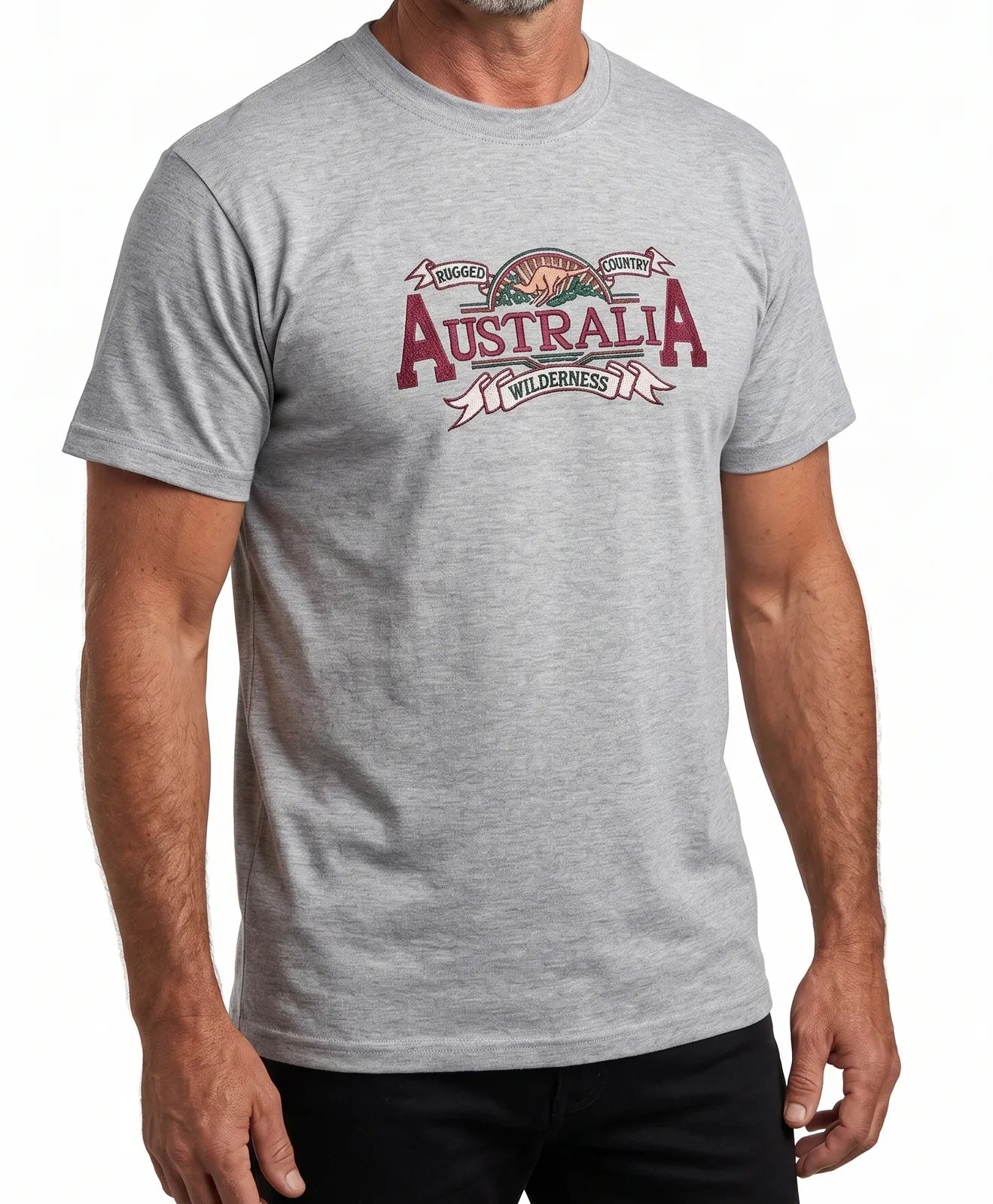 Mens Australia Wilderness T Shirt Souvenir Tee Top 100% Cotton - Grey Marle