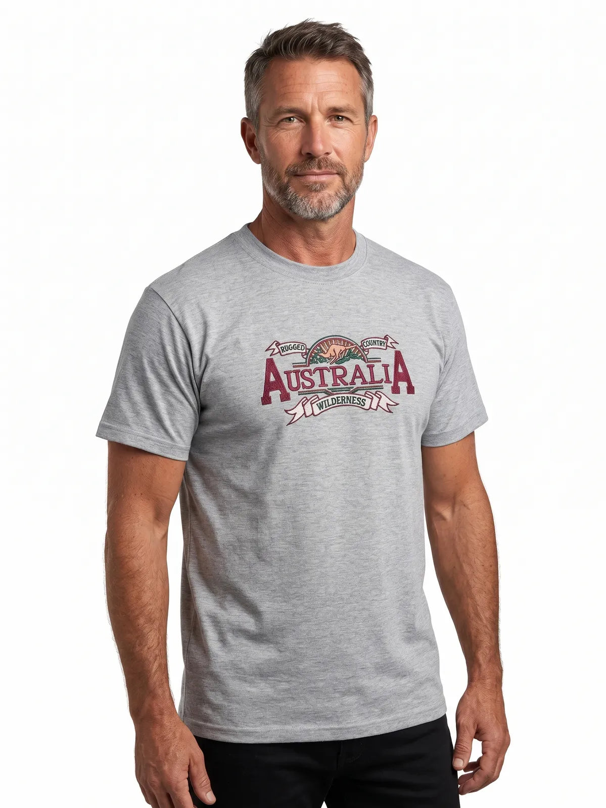 Mens Australia Wilderness T Shirt Souvenir Tee Top 100% Cotton - Grey Marle