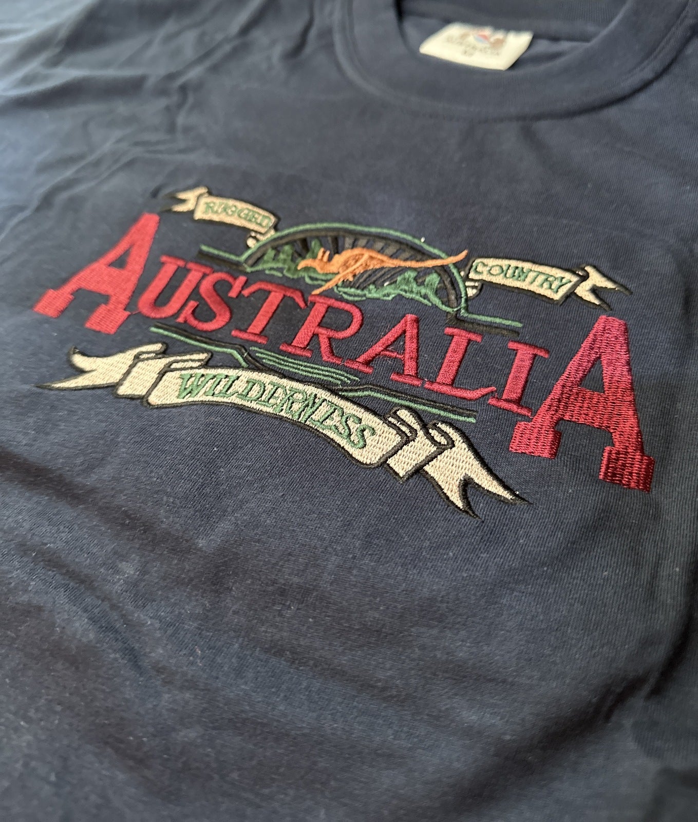 Mens Australia Wilderness T Shirt Souvenir Tee Top 100% Cotton - Navy Blue - M