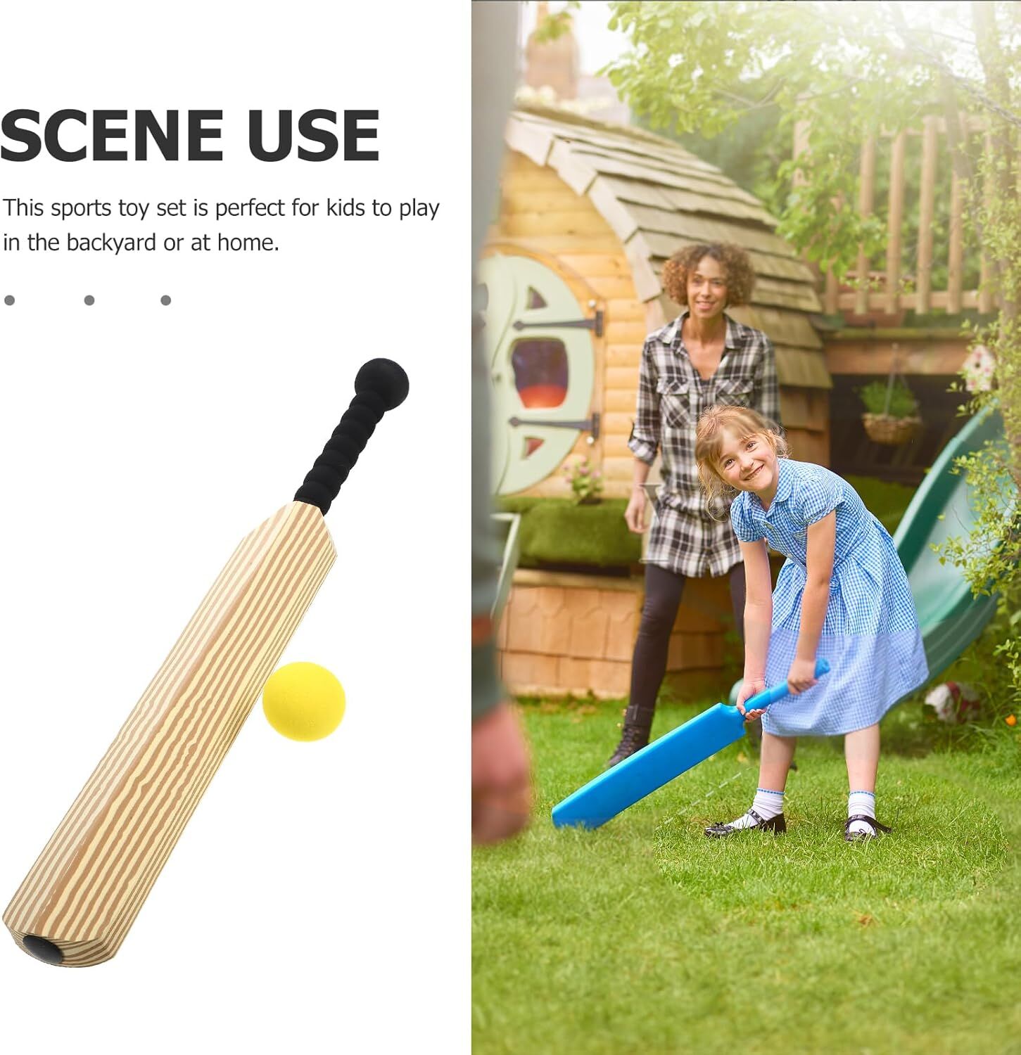 Kids Soft Foam Sturdy Cricket Bat & Ball Set 58cm Backyard Beach Sports Toy Kit