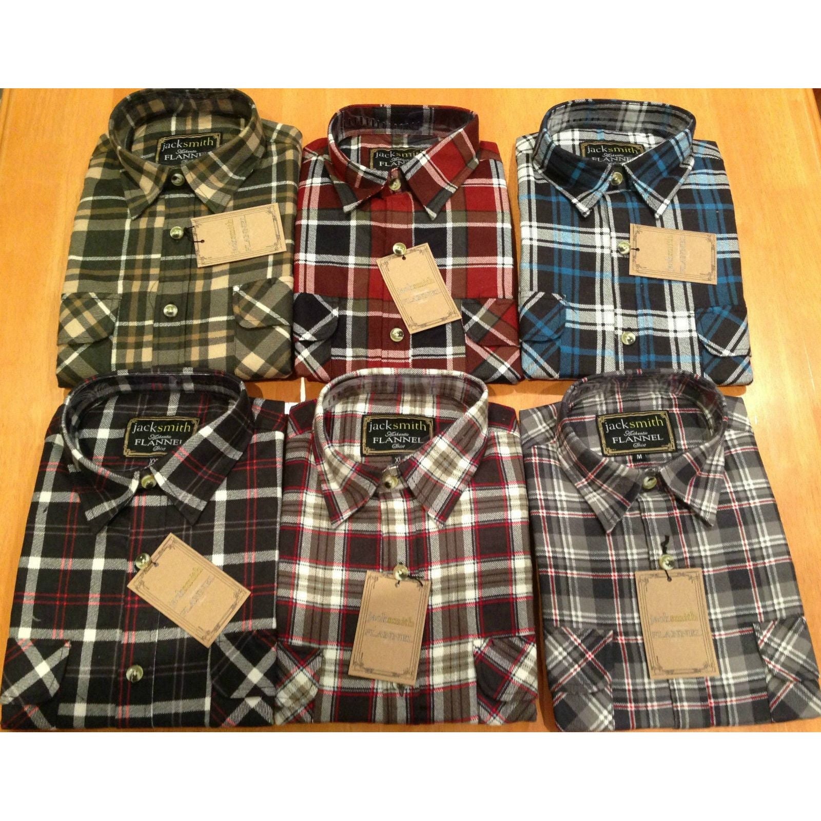 Mens FLANNELETTE SHIRT Check 100% COTTON Flannel Vintage Long Sleeve - 48 (Full Placket) - M
