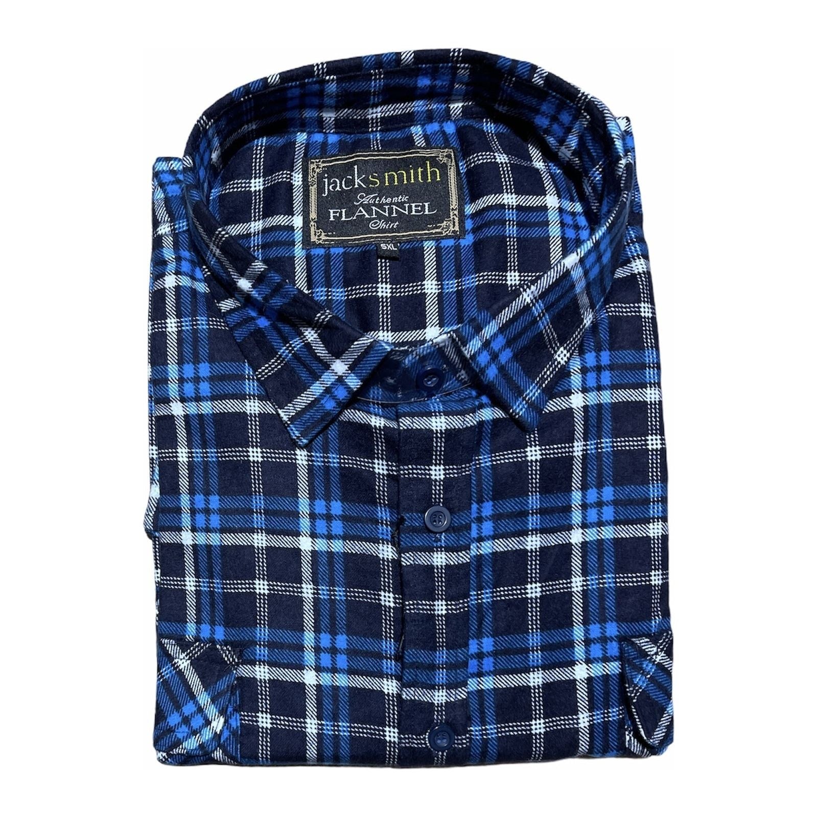 Mens Flannelette Long Sleeve Shirt 100% Cotton Check Authentic Flannel - Full Placket - Turquoise/Black - XXL