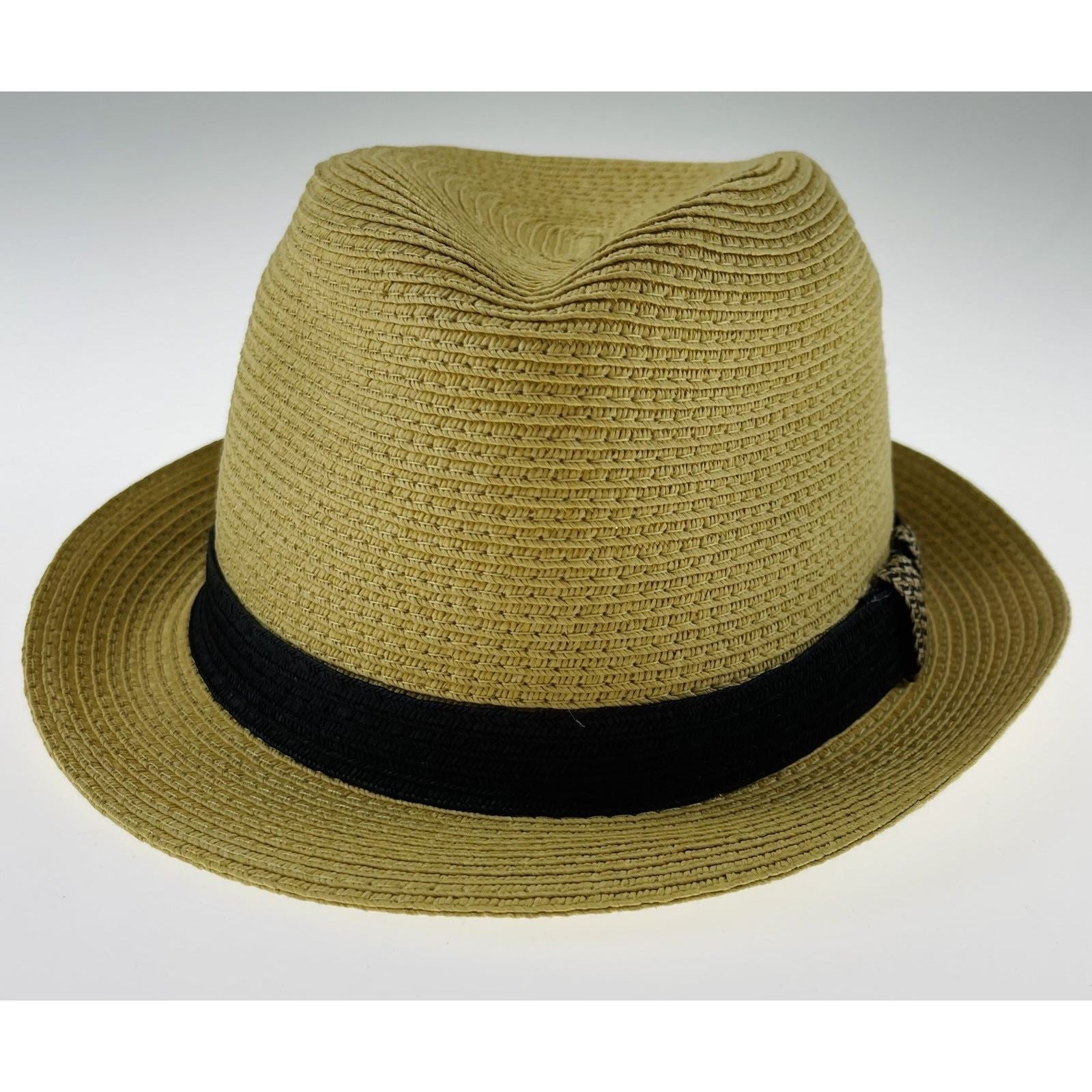 Dents Toyo Straw Trilby Fedora Hat Summer Fedora Small Brim - Natural/Black - S/M