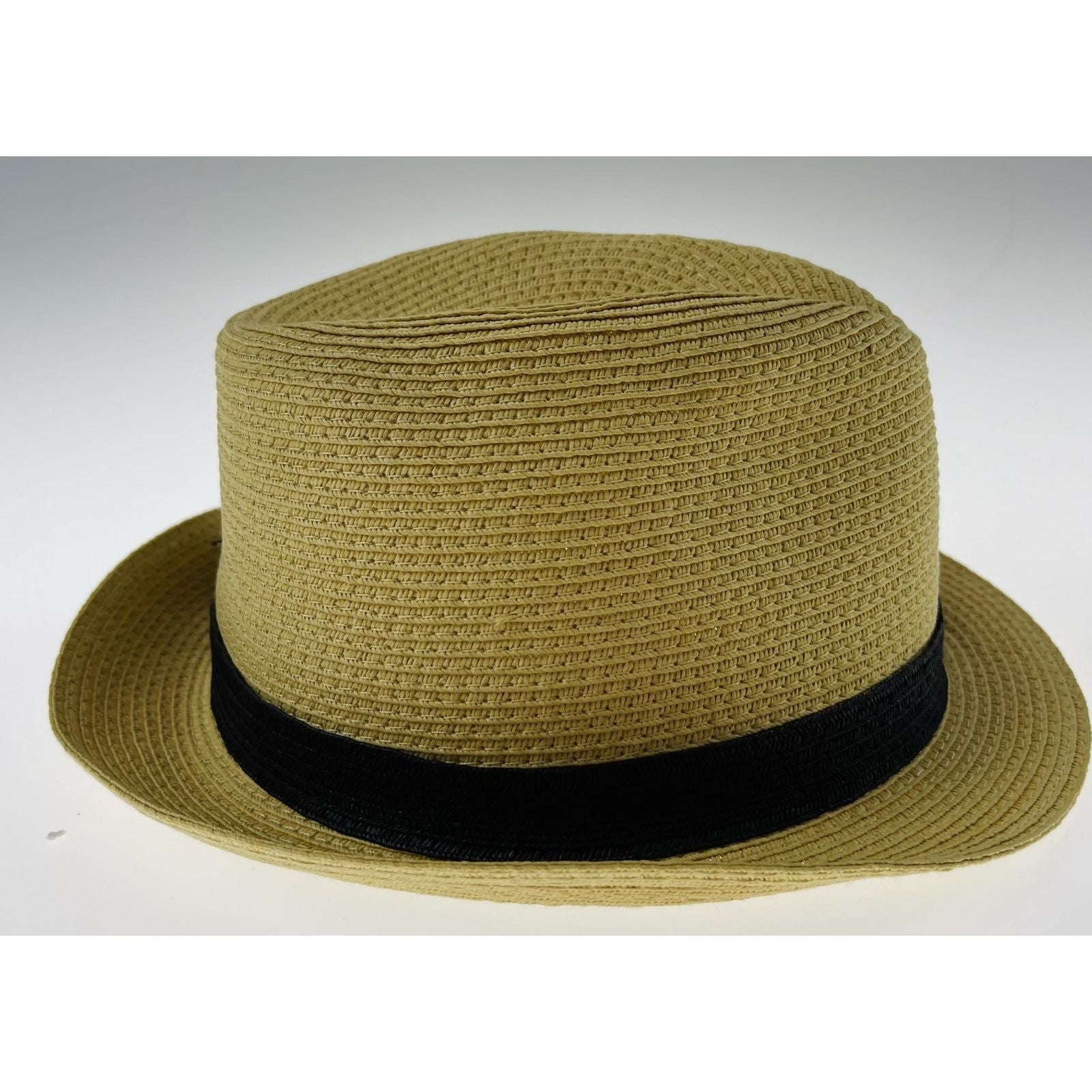 Dents Toyo Straw Trilby Fedora Hat Summer Fedora Small Brim - Natural/Black - S/M