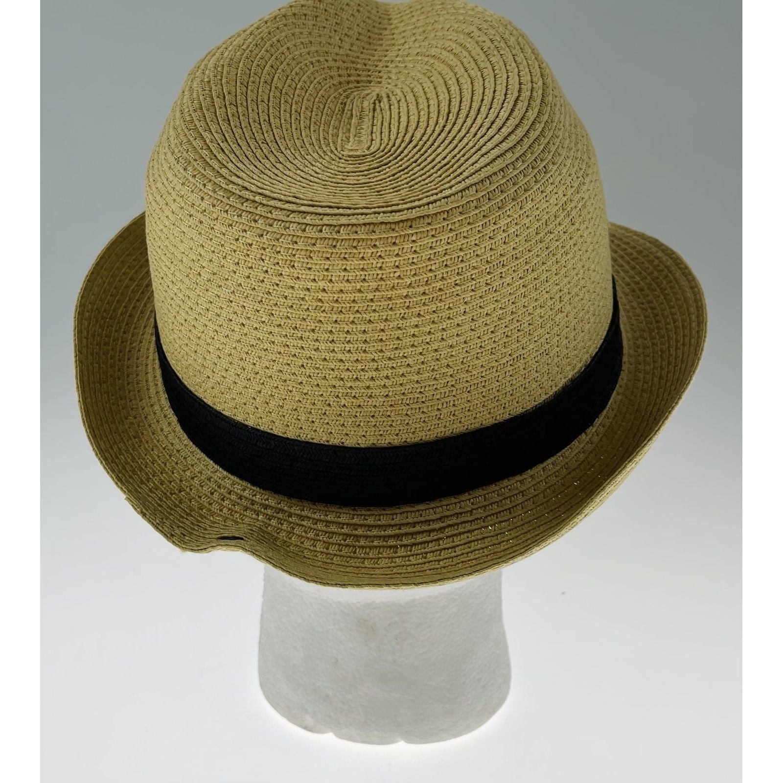Dents Toyo Straw Trilby Fedora Hat Summer Fedora Small Brim - Natural/Black - S/M