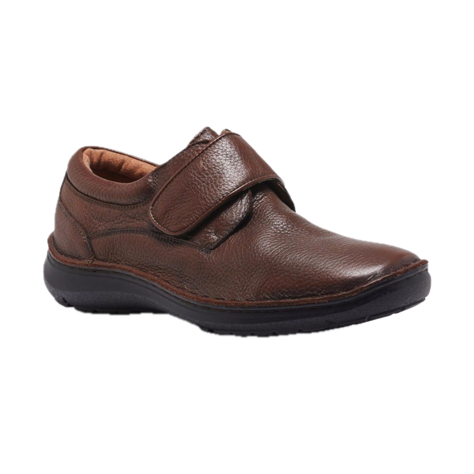 HUSH PUPPIES BLOKE Leather Shoes Slip On Extra Wide Work All Day Comfort - Brown