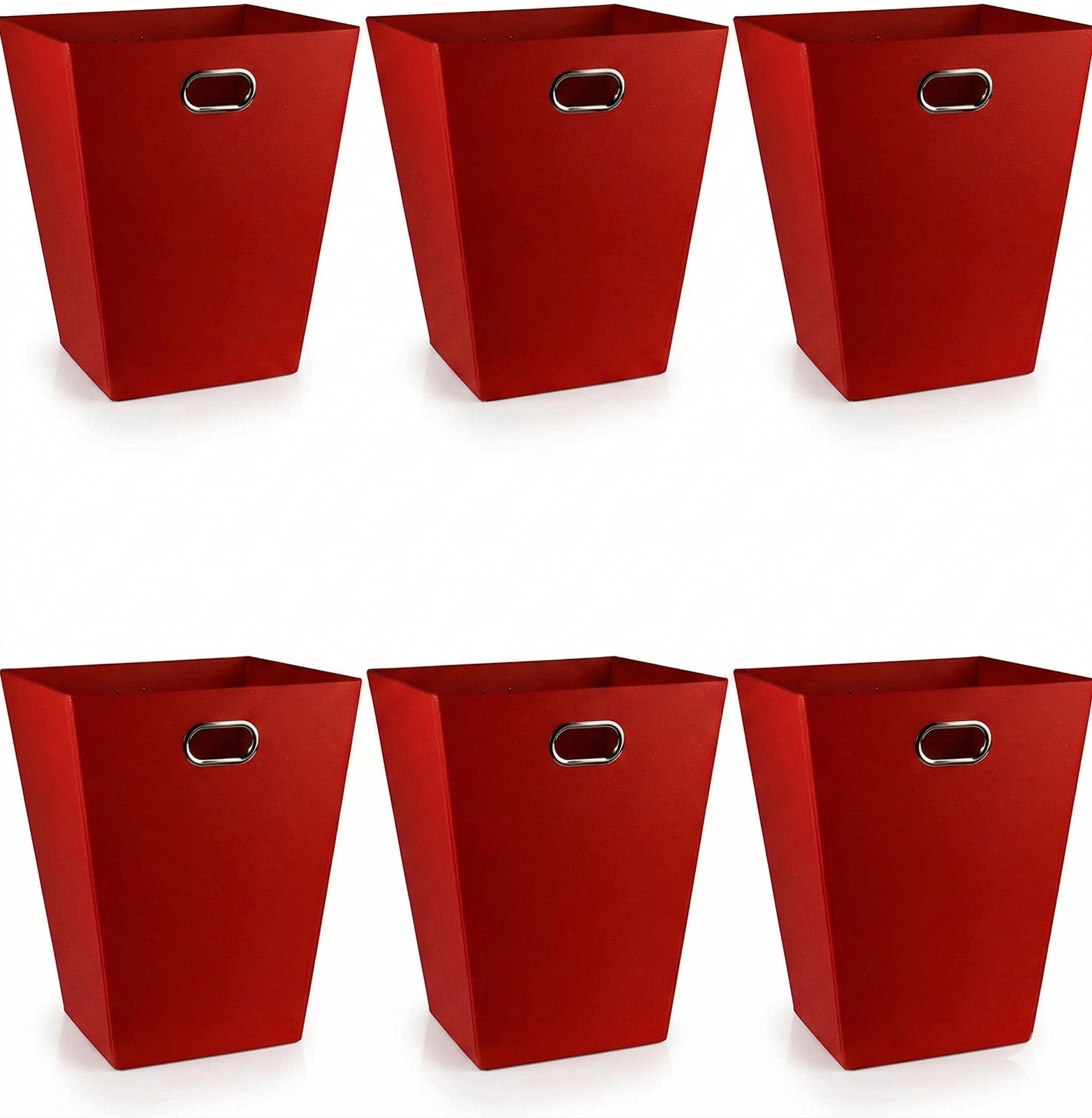 6x 12L EAZI FOLD Foldable Office Waste Rubbish Bin Collapsible Space Saving in Red