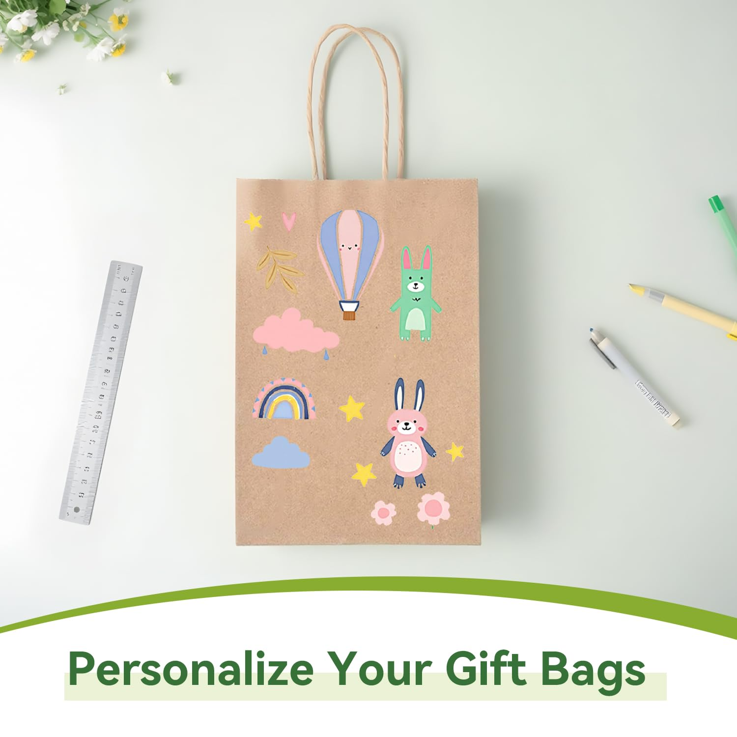 72x Kraft Paper Gift Bags Shopping Carry Craft Brown Bag w/ Handles Bulk (33x26x12cm)