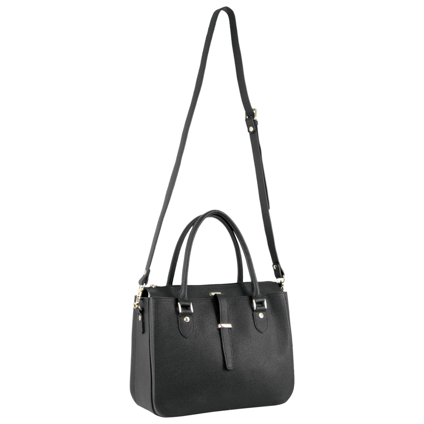 Morrissey Italian Womens Structured Leather Handbag Ladies Bag - Black