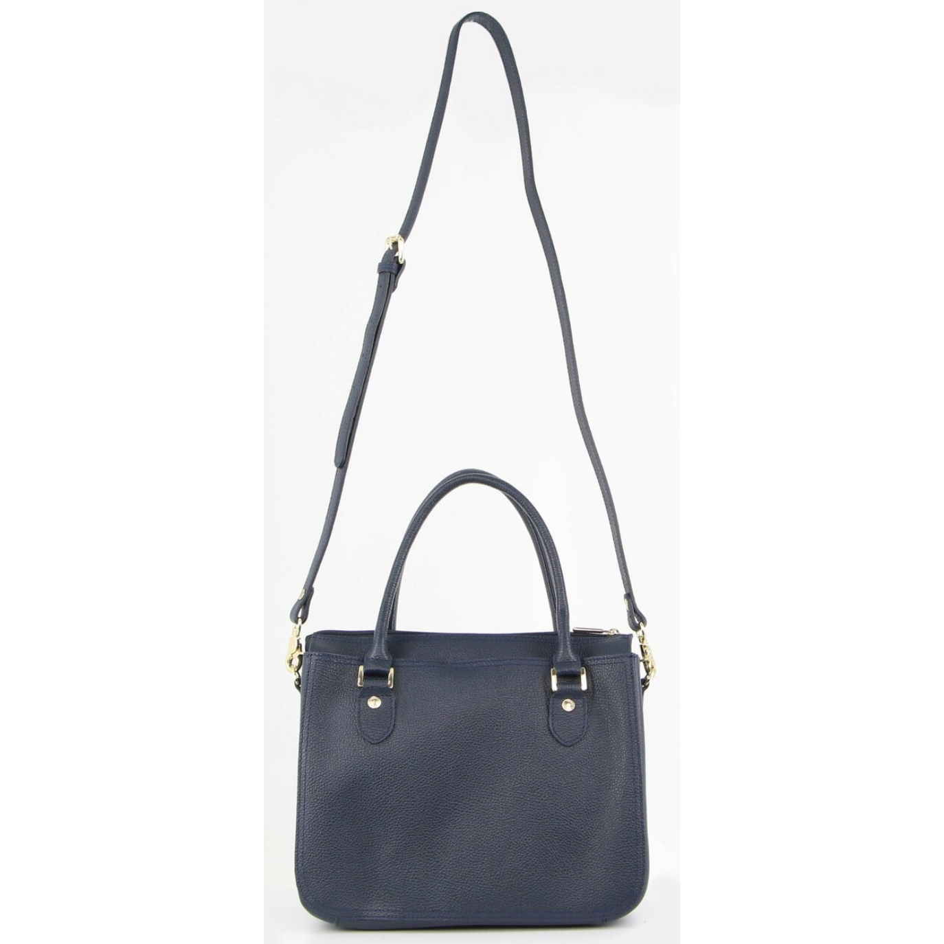Morrissey Italian Womens Structured Leather Handbag Ladies Bag - Navy