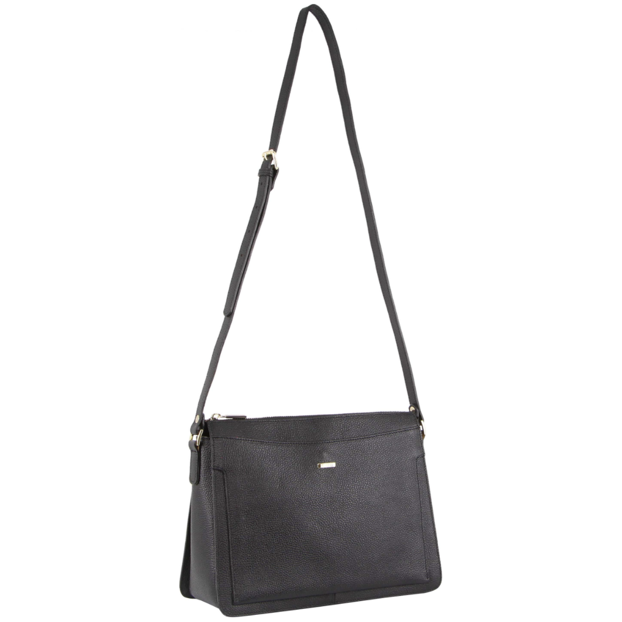 Morrissey Italian Structured Leather Cross Body Handbag Tote Bag (MO3162) - Black