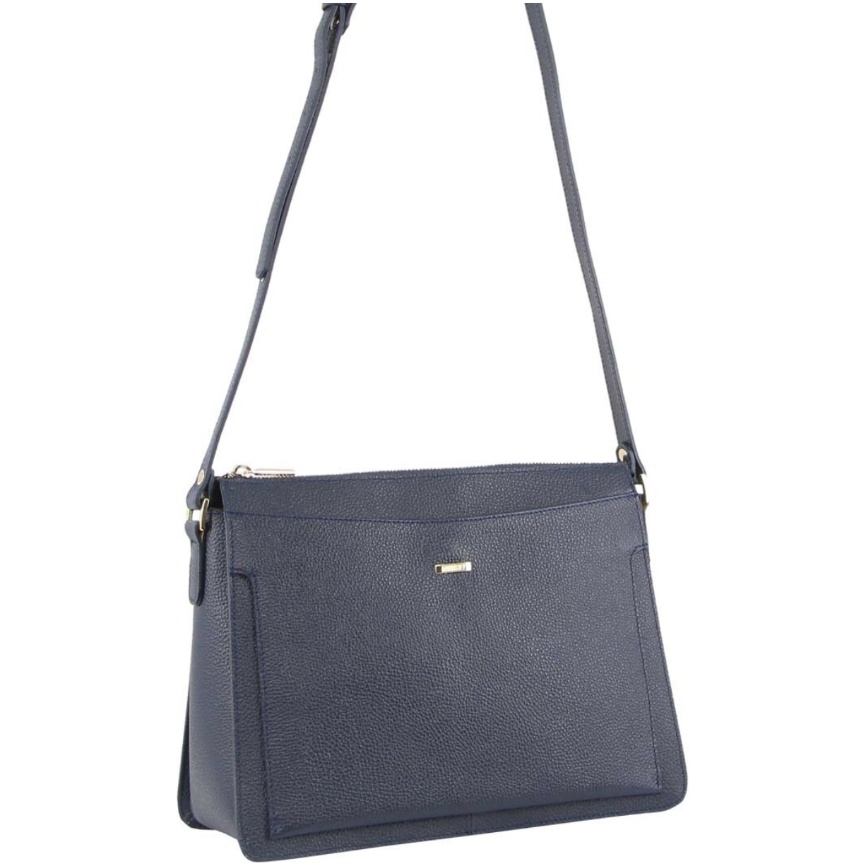 Morrissey Italian Structured Leather Cross Body Handbag Tote Bag (MO3162) - Navy