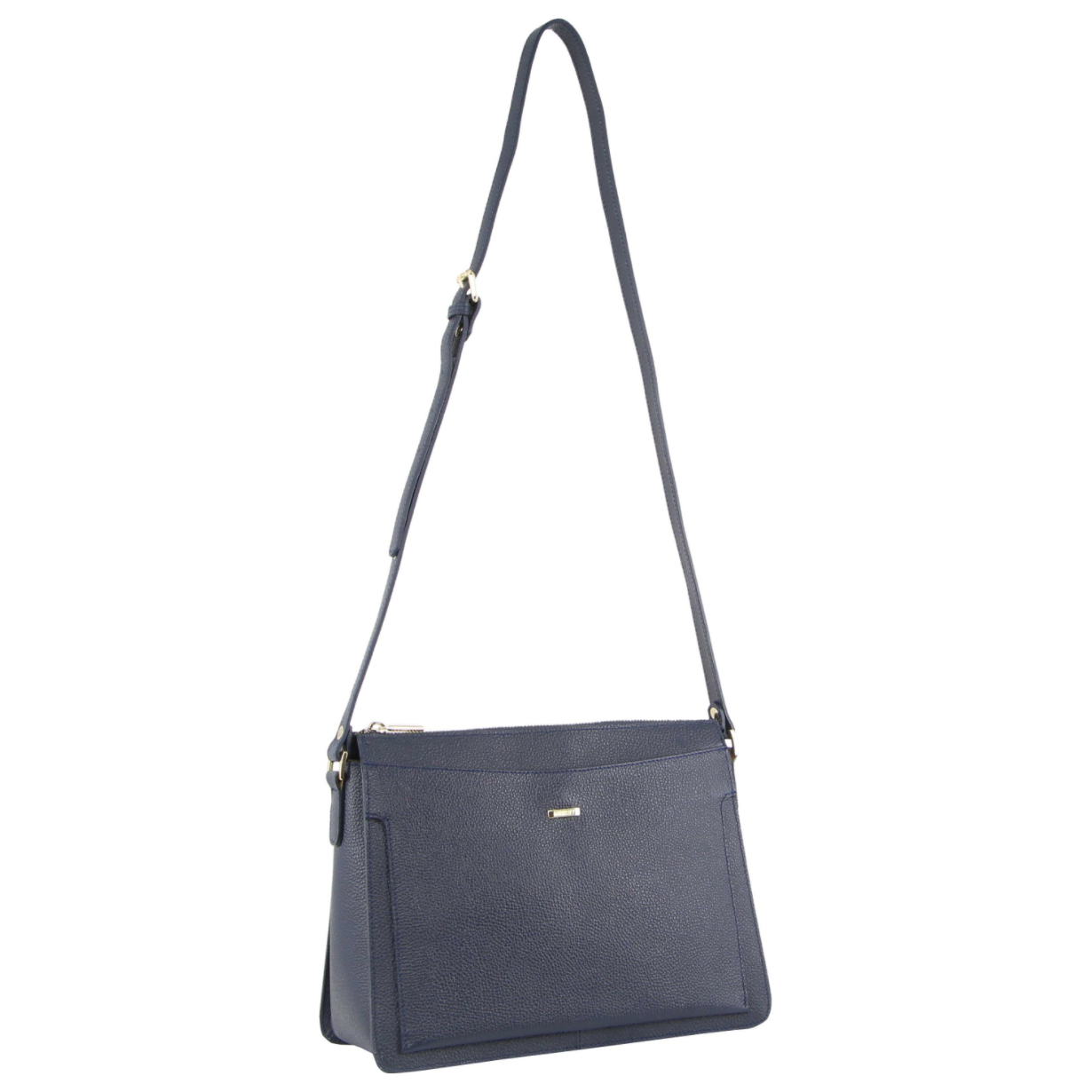 Morrissey Italian Structured Leather Cross Body Handbag Tote Bag (MO3162) - Navy