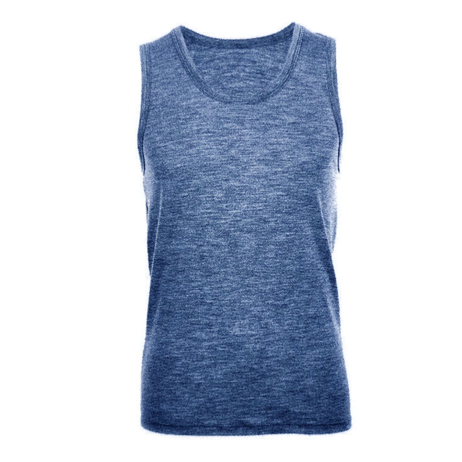 MERINO SKINS Mens Classic Round Neck Tank Singlet Thermal Top - French Navy