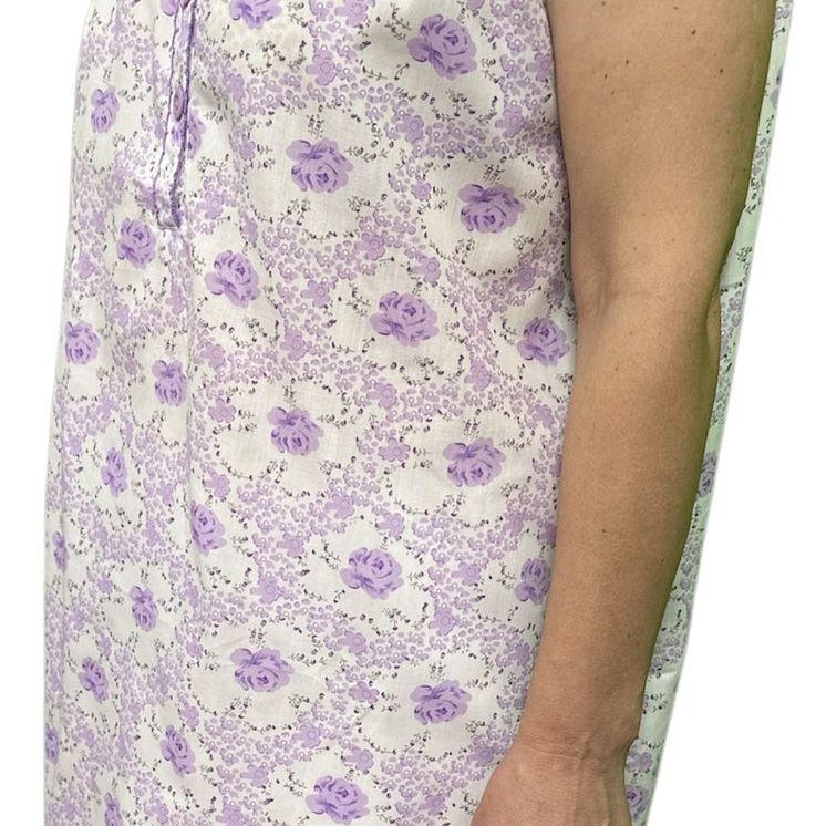 Womens 100% Cotton Sleeveless Nightie Gown Night Dress Pyjamas PJ Pajamas Sleep - Lilac - 16