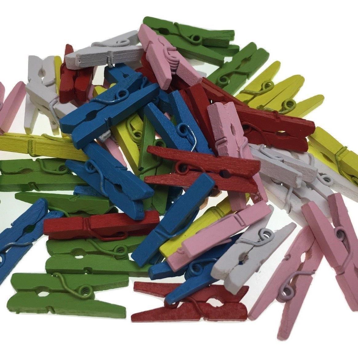 600pcs MINI WOODEN PEGS Natural Craft Baby Shower Clothes Pin Scrapbook 25mm