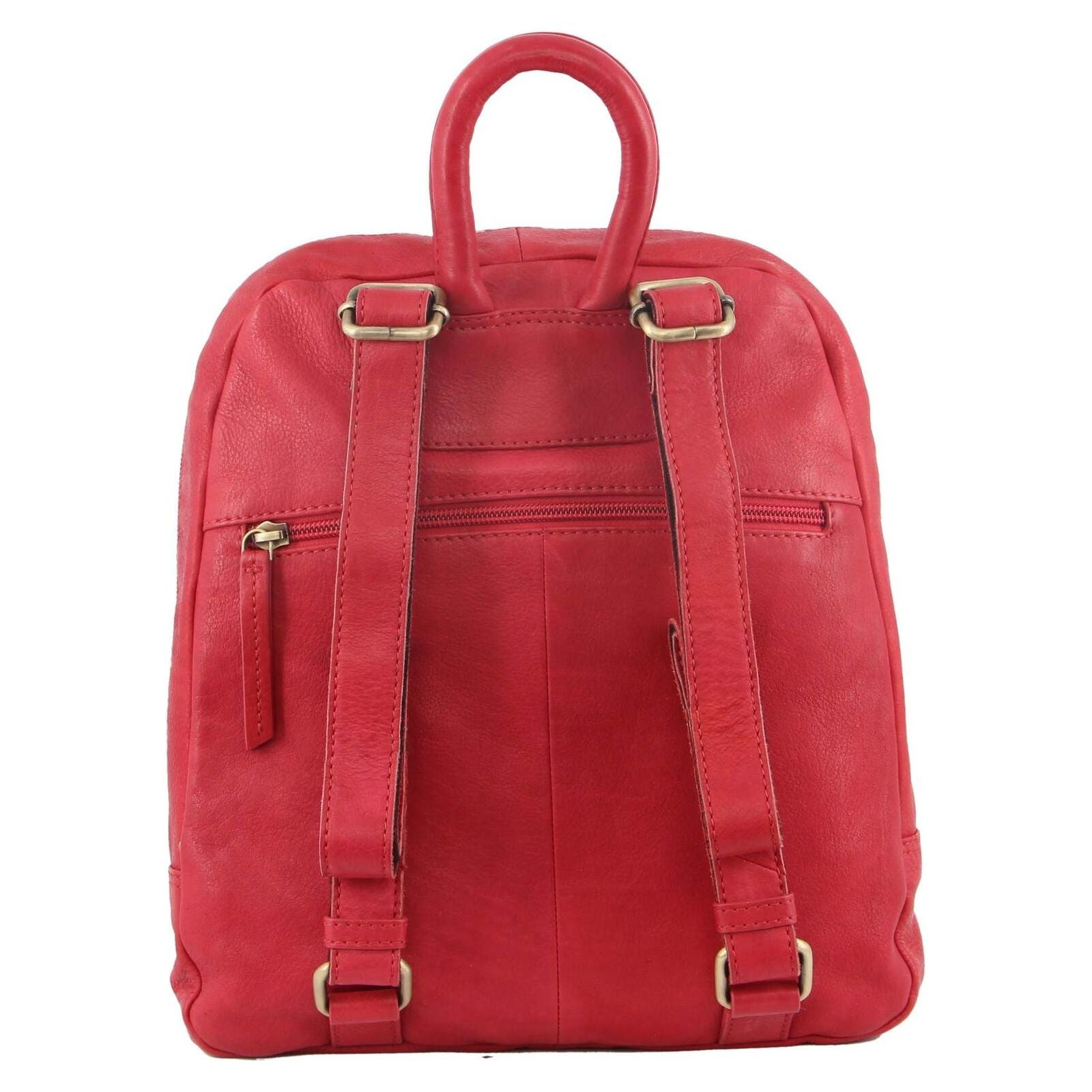Pierre Cardin Womens Woven Soft Leather Backpack Bag Travel Designer - Red