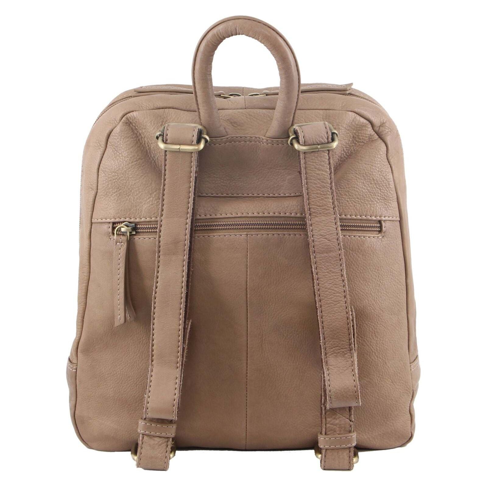 Pierre Cardin Womens Woven Leather Backpack Bag - Taupe