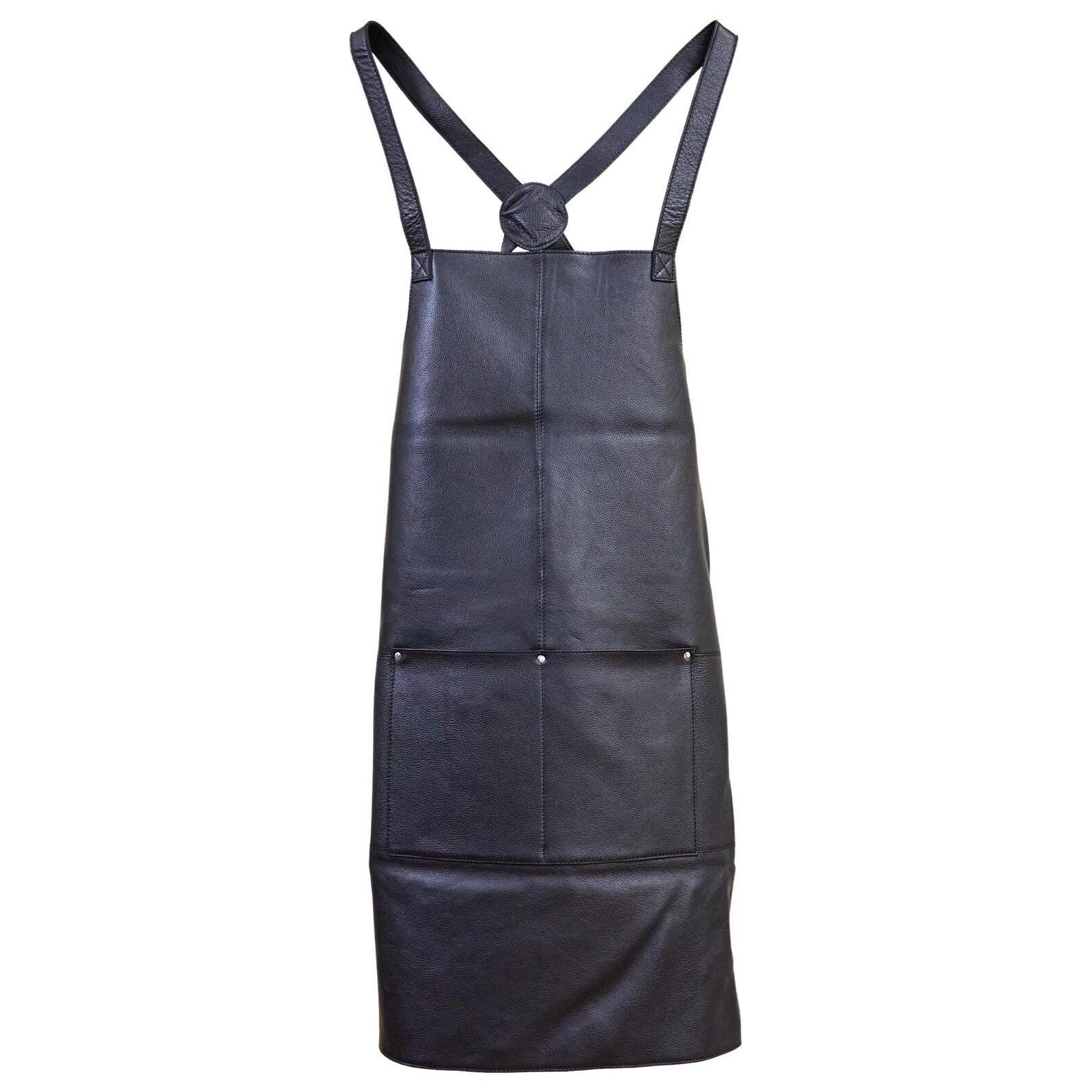 Pierre Cardin Professional Leather Apron Butcher Woodwork Hairdressing Barber Chef - Black