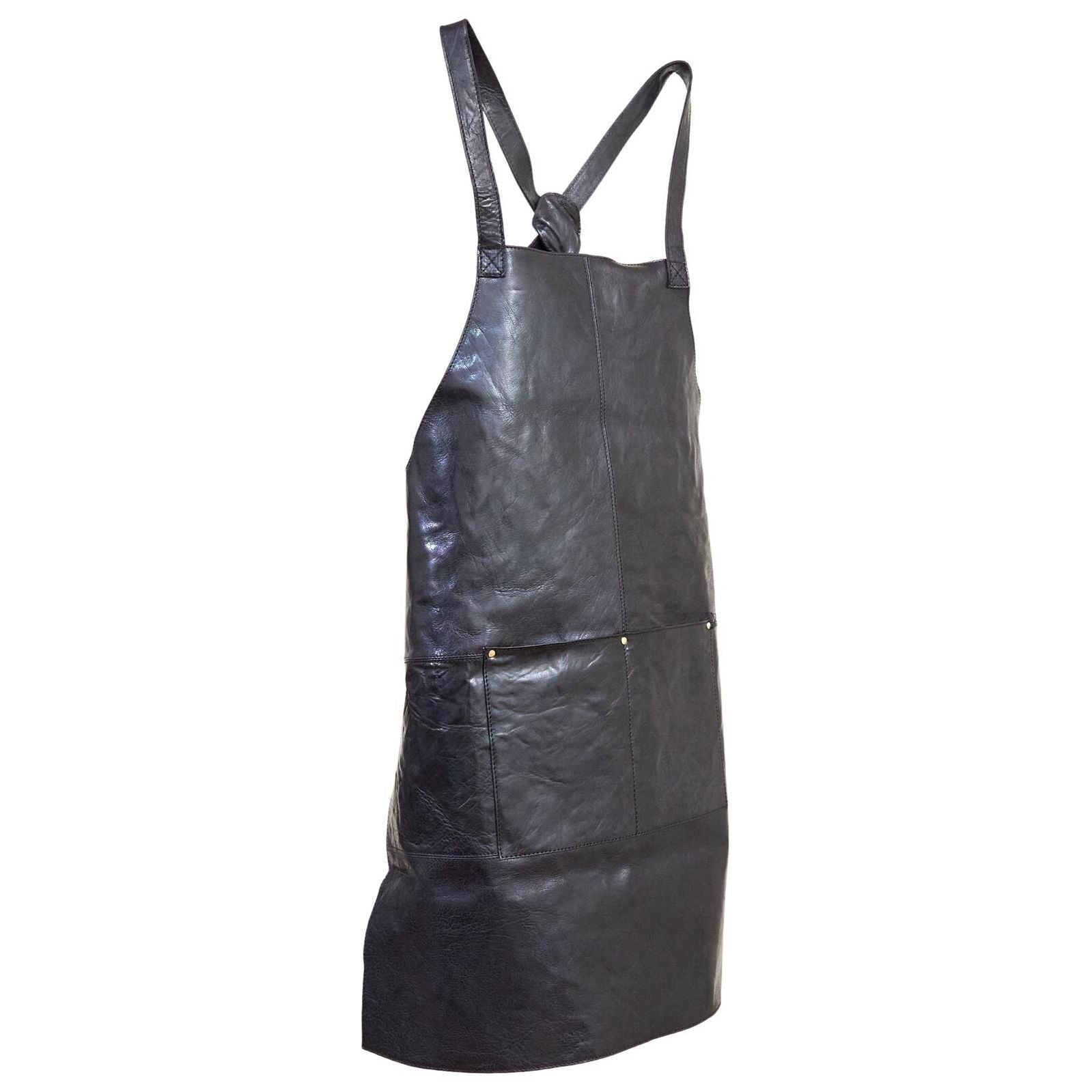 Pierre Cardin Professional Leather Apron Butcher Woodwork Hairdressing Barber Chef - Black