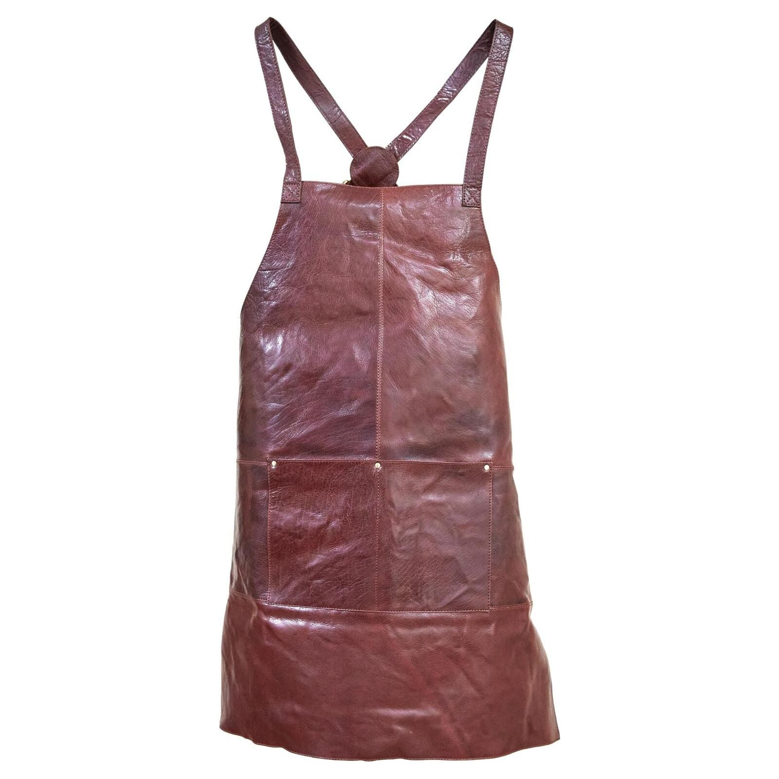 Pierre Cardin Professional Leather Apron Butcher Woodwork Hairdressing Barber Chef - Chestnut