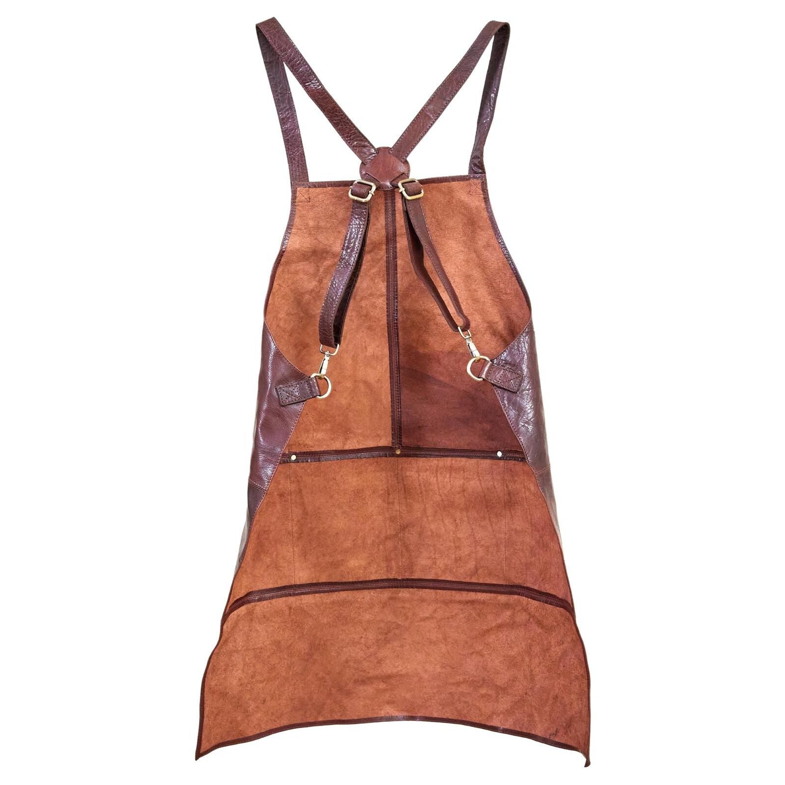 Pierre Cardin Professional Leather Apron Butcher Woodwork Hairdressing Barber Chef - Chestnut