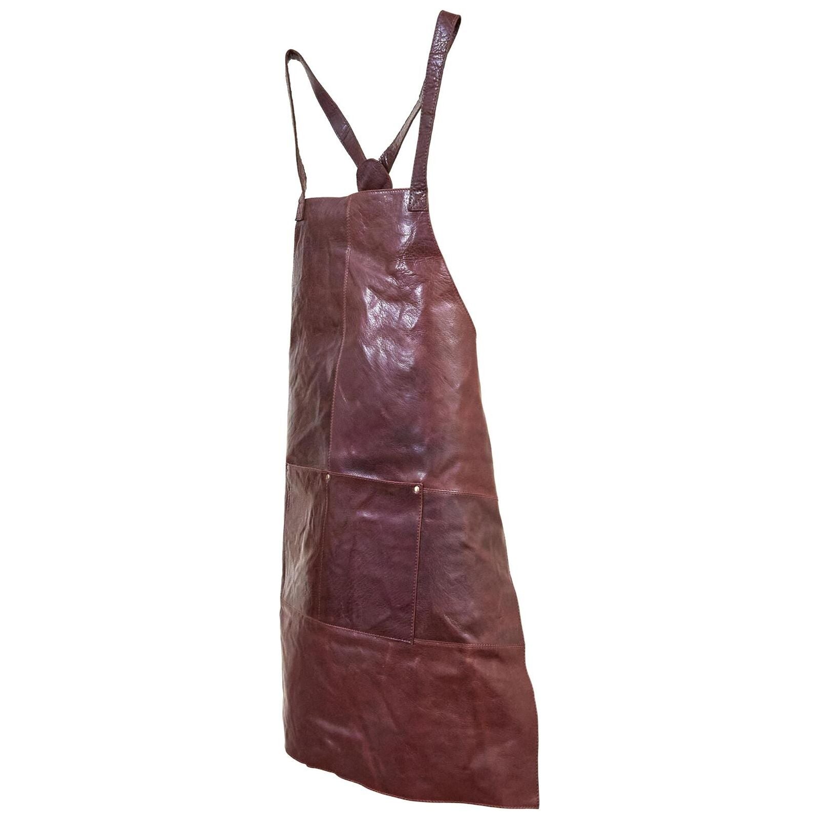 Pierre Cardin Professional Leather Apron Butcher Woodwork Hairdressing Barber Chef - Chestnut