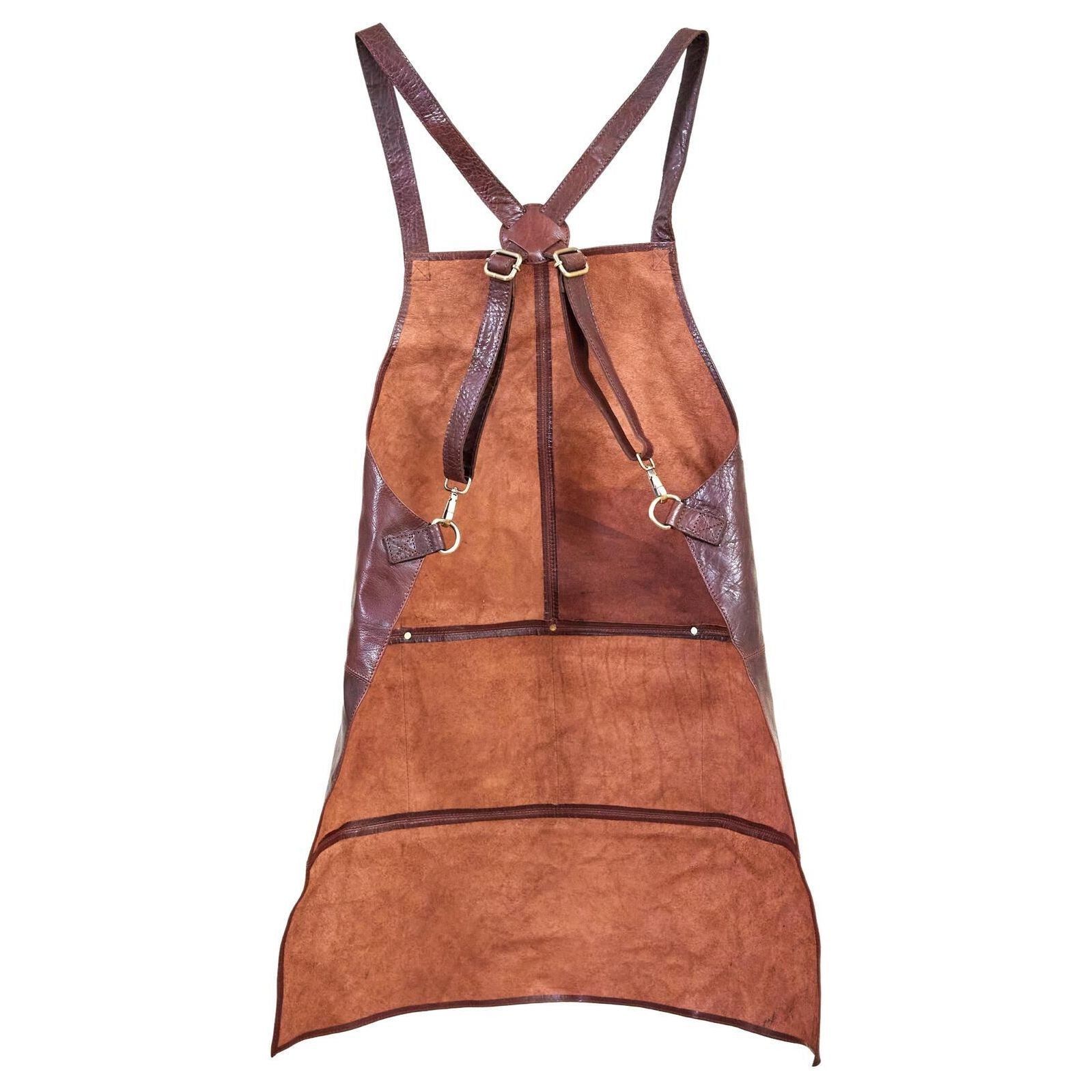 2x Pierre Cardin Professional Leather Apron Butcher Woodwork Barber - Chestnut