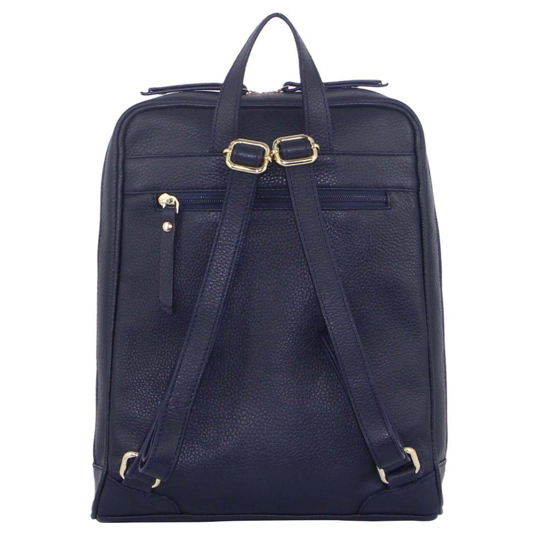 Pierre Cardin Rustic Womens Leather Backpack Bag Handbag Back Pack Travel - Navy