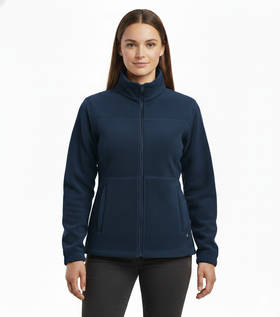 Womens Polar Fleece Full Zip Jumper Jacket Winter Warm in Navy Blue