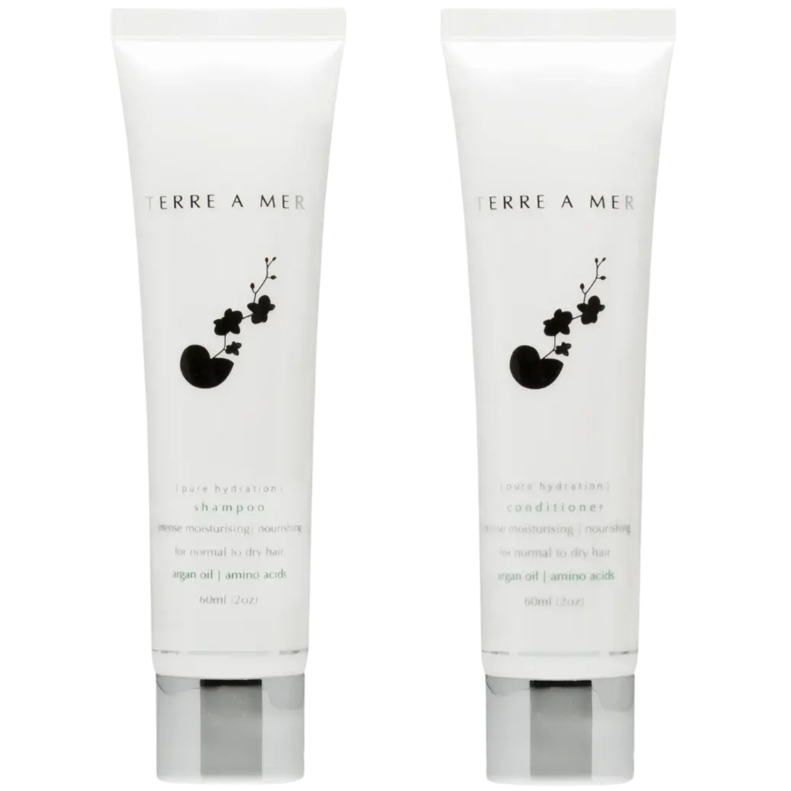Terre A Mer Pure Hydration Amino Acid/Argan Oil Shampoo & Conditioner - 60ml Travel Size