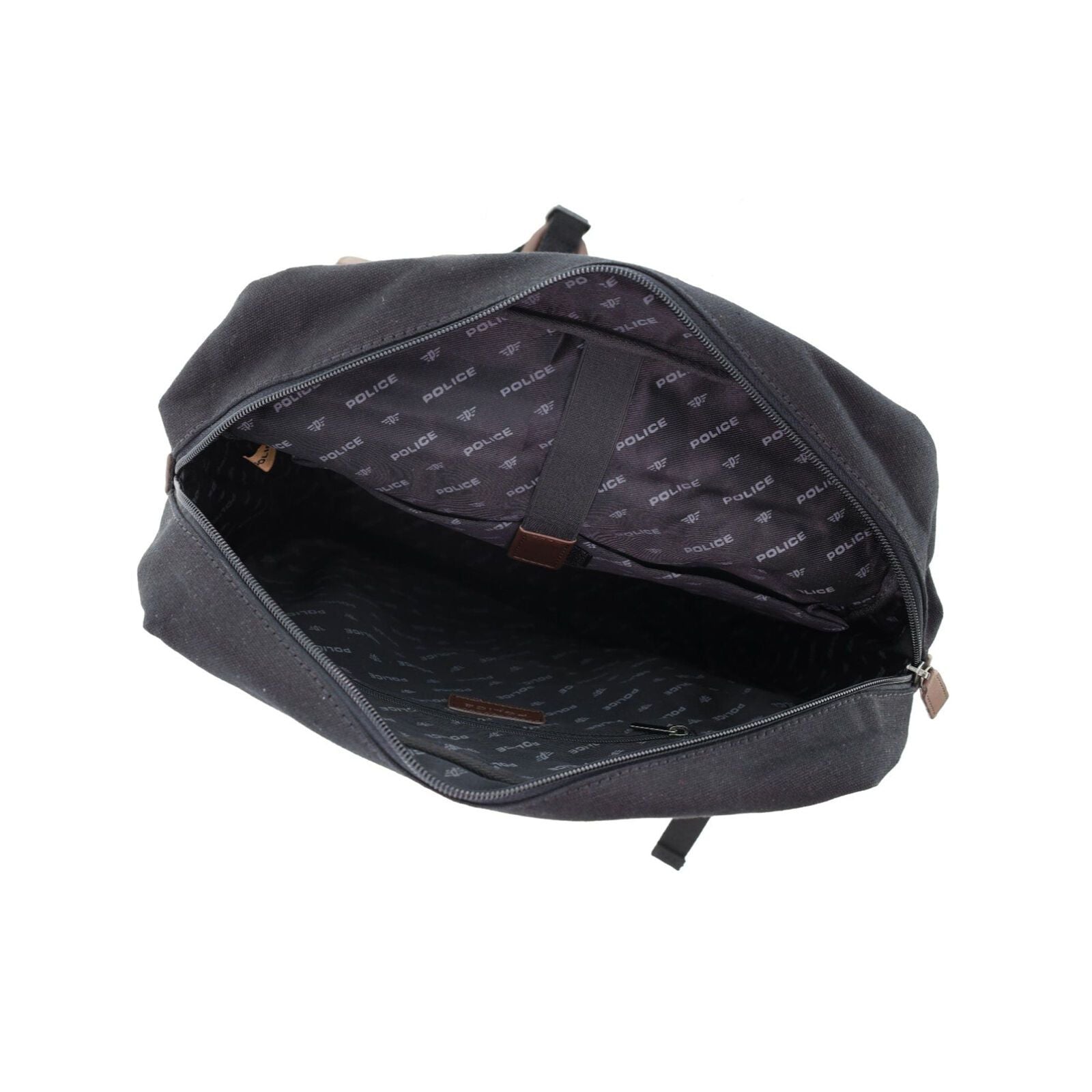 POLICE Messenger Backpack Bag with Laptop Computer Sleeve in Black