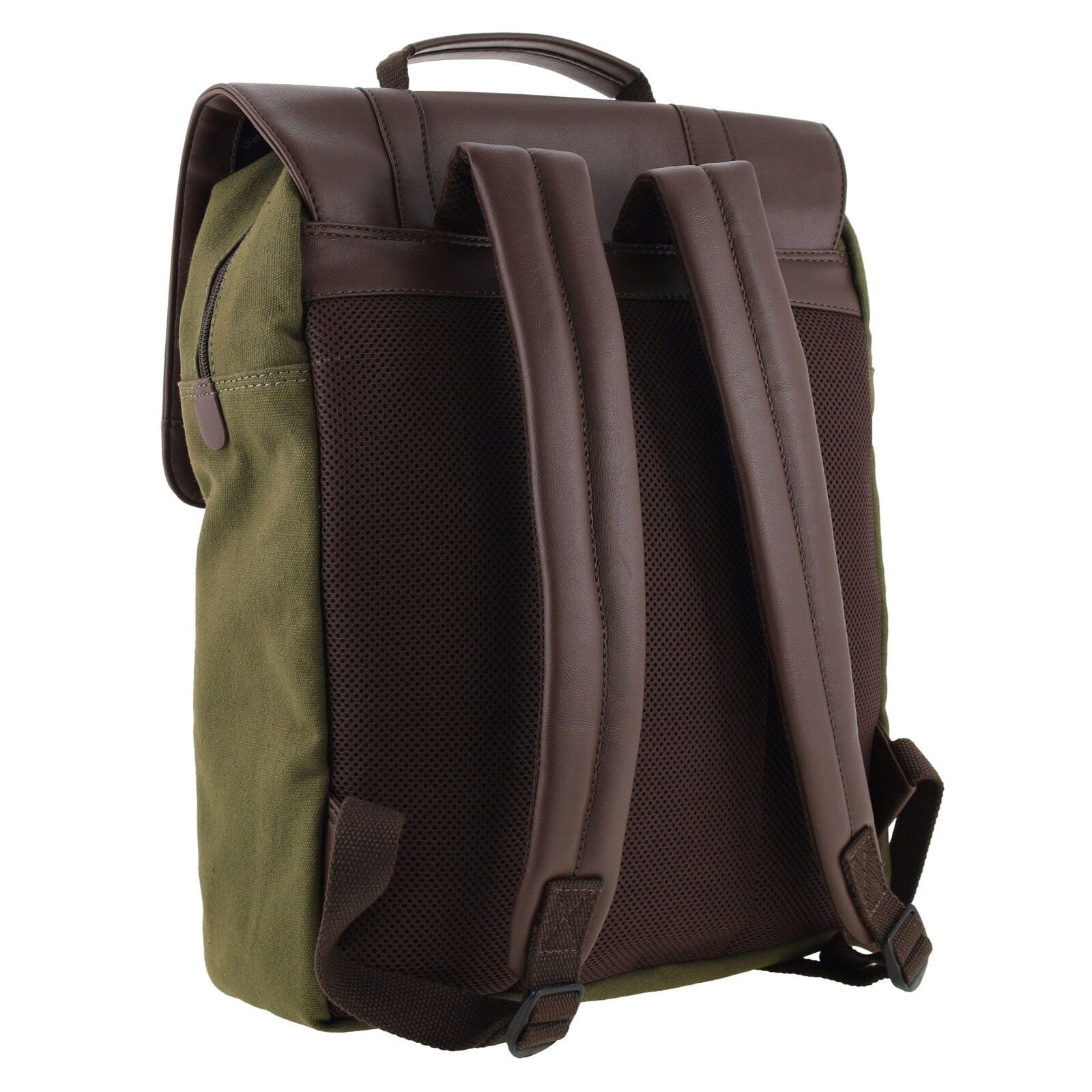 POLICE Messenger Backpack Bag with Laptop Computer Sleeve in Dark Olive
