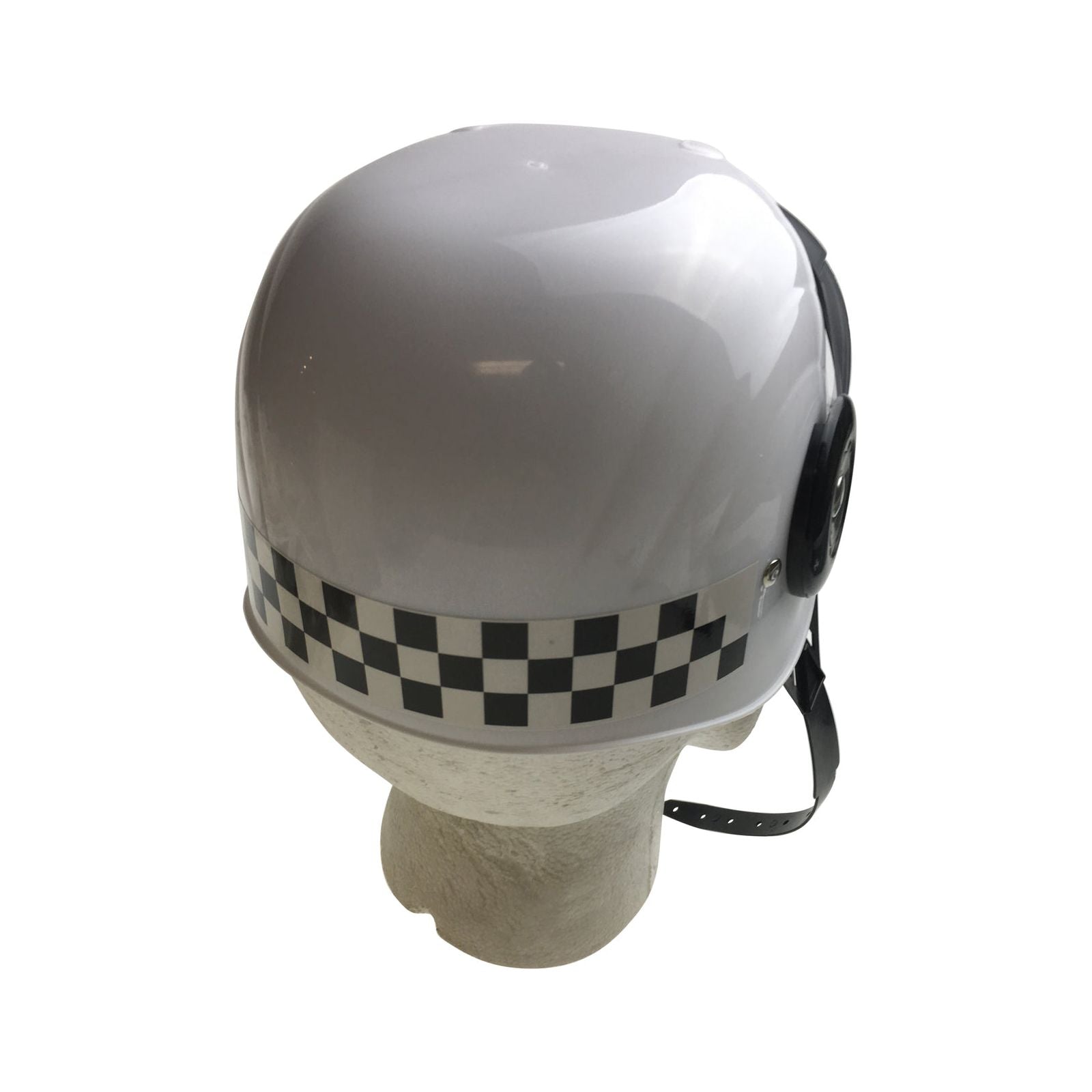POLICE HAT Plastic Helmet Cap Costume Party w Strap Clear Visor - White
