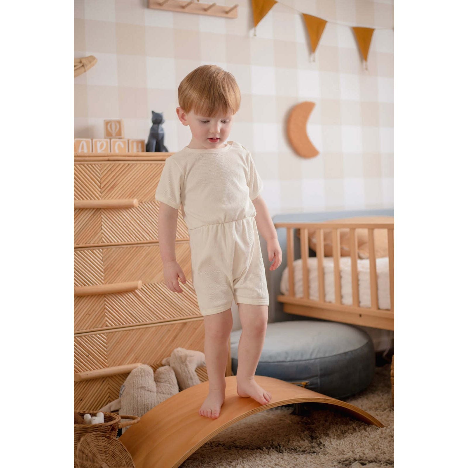 Ponchik Babies + Kids - Ribbed Cotton Romper - Daisy - 3-6 months